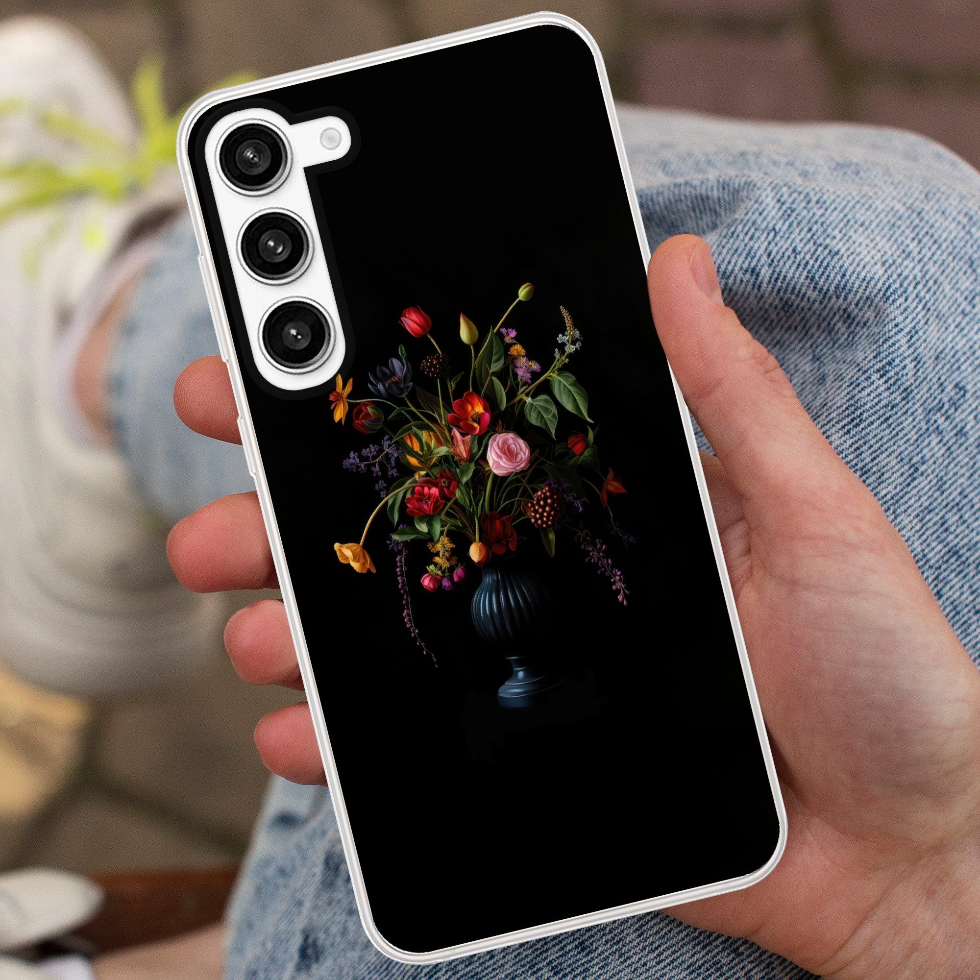 MuchoWow Handyhülle für Samsung Galaxy S23 Plus Blumen - Beeren - Klassisch, Phone Case, Silikon, Schutzhülle Dünn