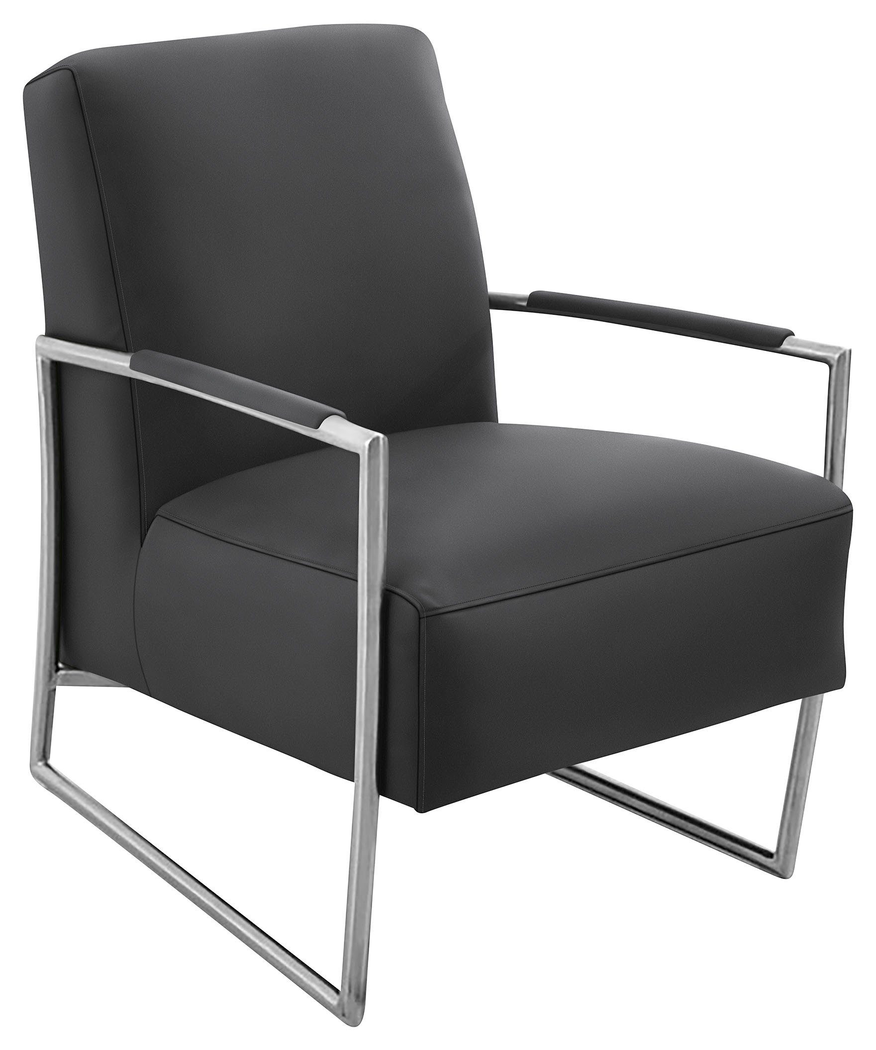 K+W Komfort & Wohnen Cocktailsessel, mit bezogenen Armlehnen, Gestell in Metall Edelstahloptik