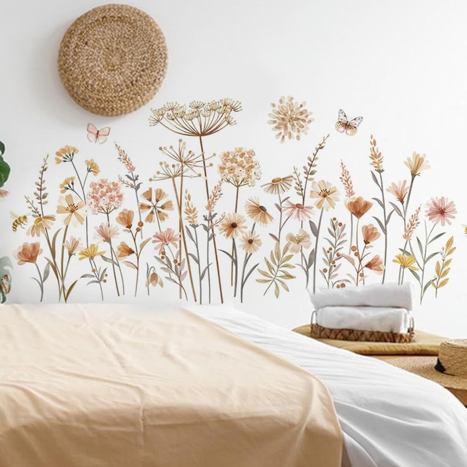 BlingBin Wandtattoo Boho Wandaufkleber Wildblume Löwenzahn Schmetterlinge L günstig online kaufen