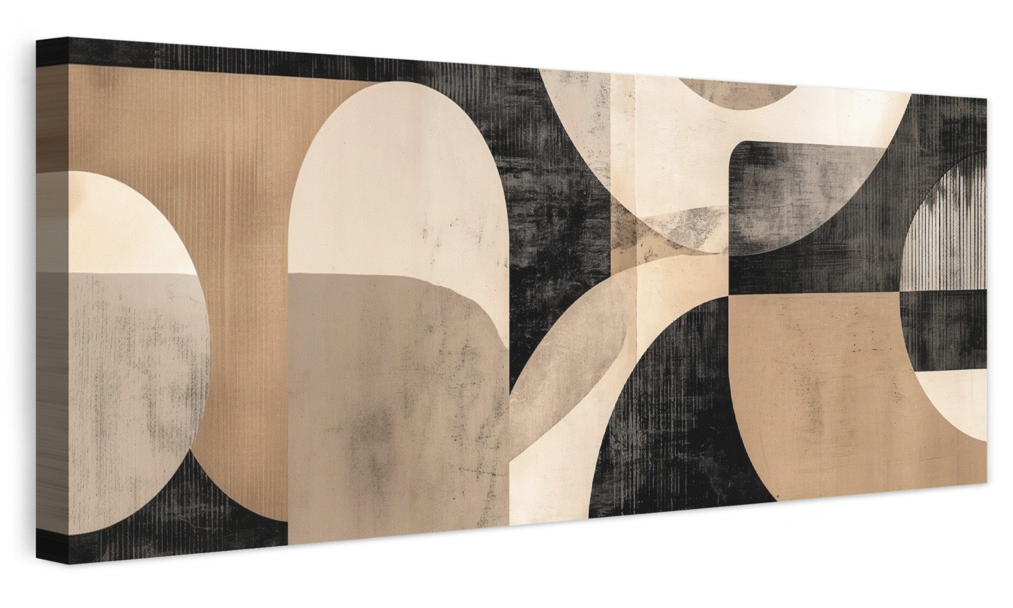 OneMillionCanvasses® Leinwandbild Panorama Abstrakt - Formen - Modern - Beige, Fotodruck (1 St), Wandbild, Deko Schlafzimmer Wohnzimmer …