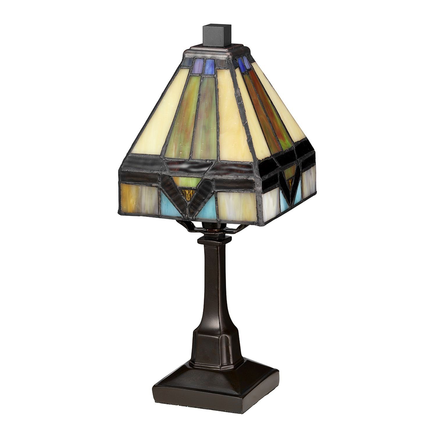 Licht-Erlebnisse Nachttischlampe LILIVA, Glas Tischlampe Metall Gelb 30,5 Tiffany Leuchtmittel, cm ohne E14 Stil Beleuchtung