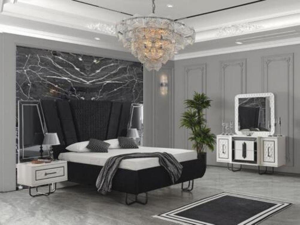 JVmoebel Bett Schlafzimmer Bett mit 2 Nachttischen Doppelbett Möbel Polster Betten