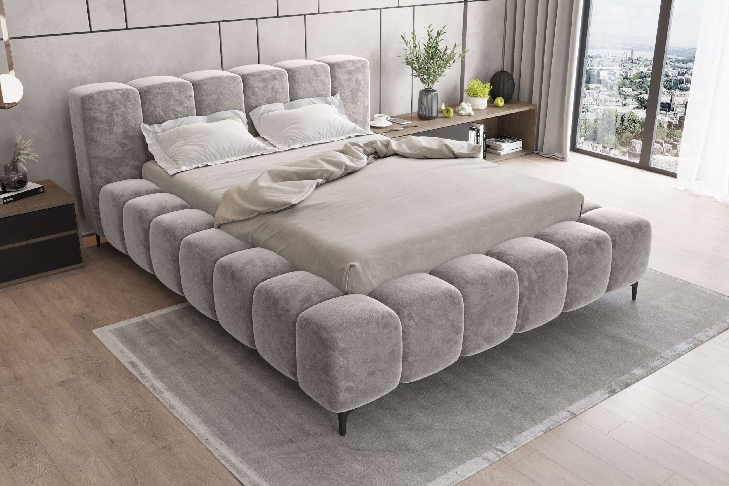 99rooms Polsterbett Cozy (Schlafzimmerbett, Bett), 140/160/180x200 cm, mit Bettkasten, Lattenrost, ohne Matratze