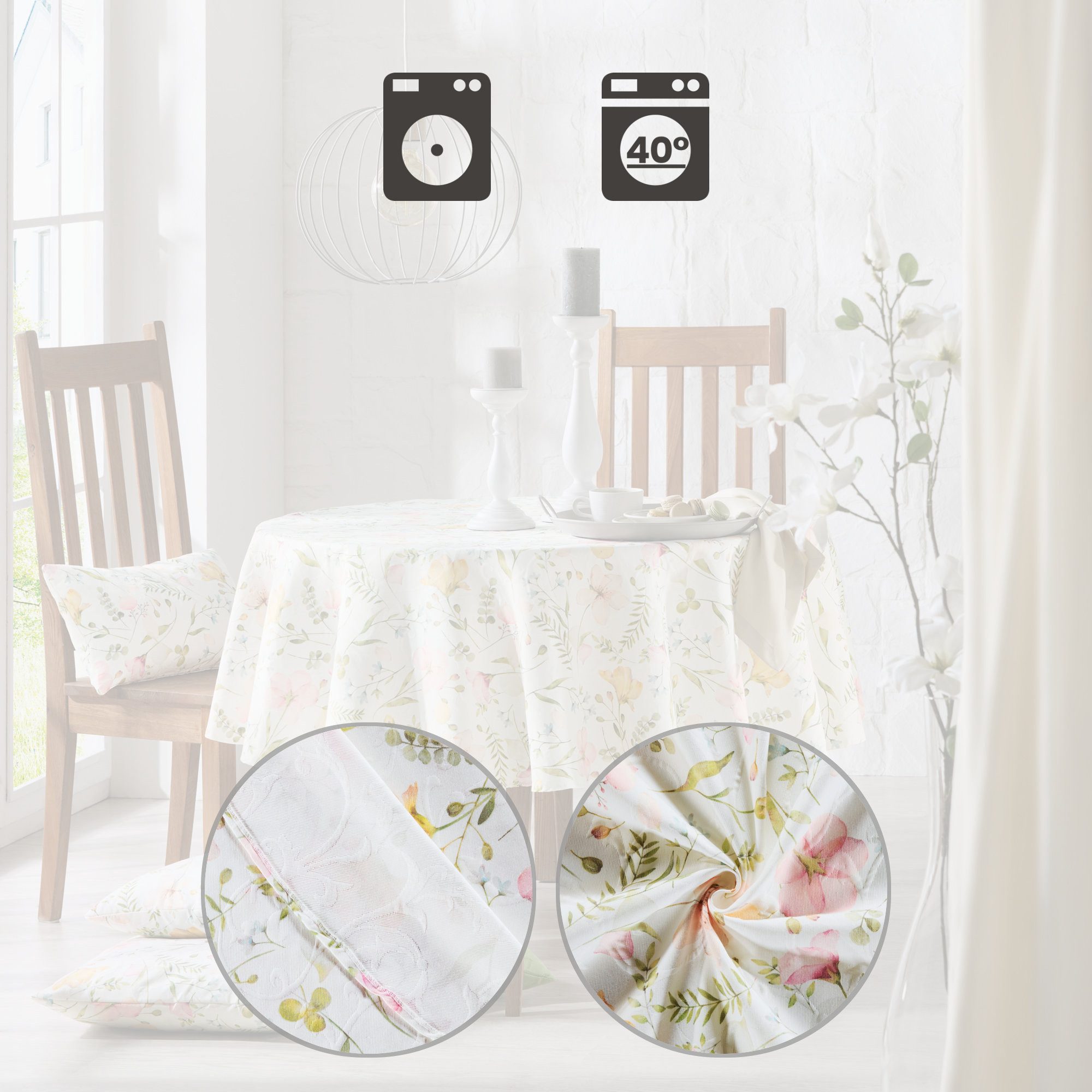 Erwin Müller Tischdecke Tischdecke, bügelfrei Blumen