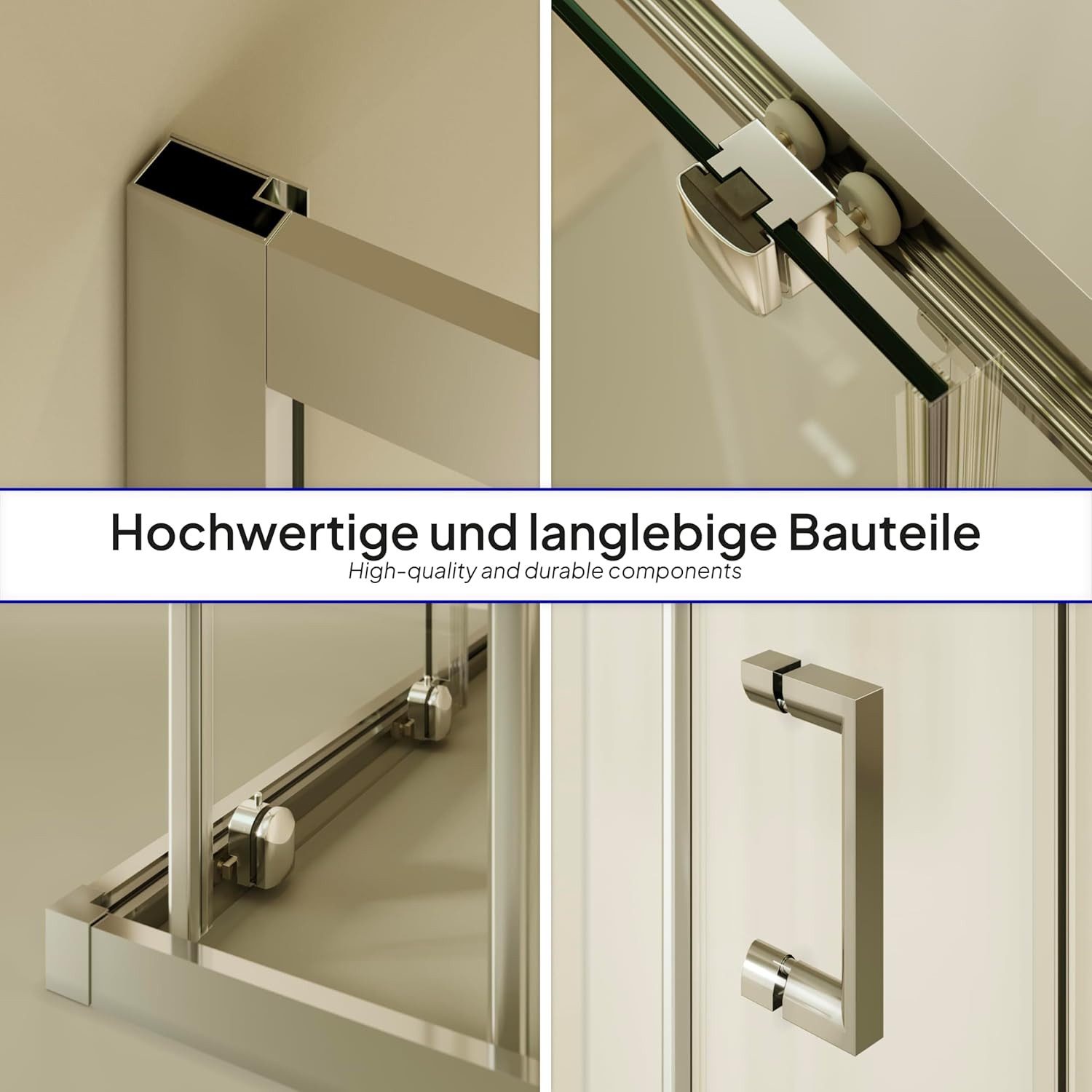 i-flair Eckdusche Schiebetür Duschkabine DIANA aus durchsichtigem 6 mm ESG, BxT: 80x80 cm, Einscheibensicherheitsglas, ohne Duschtasse, mit hochwertigen Alumini – Bild 4 von 5