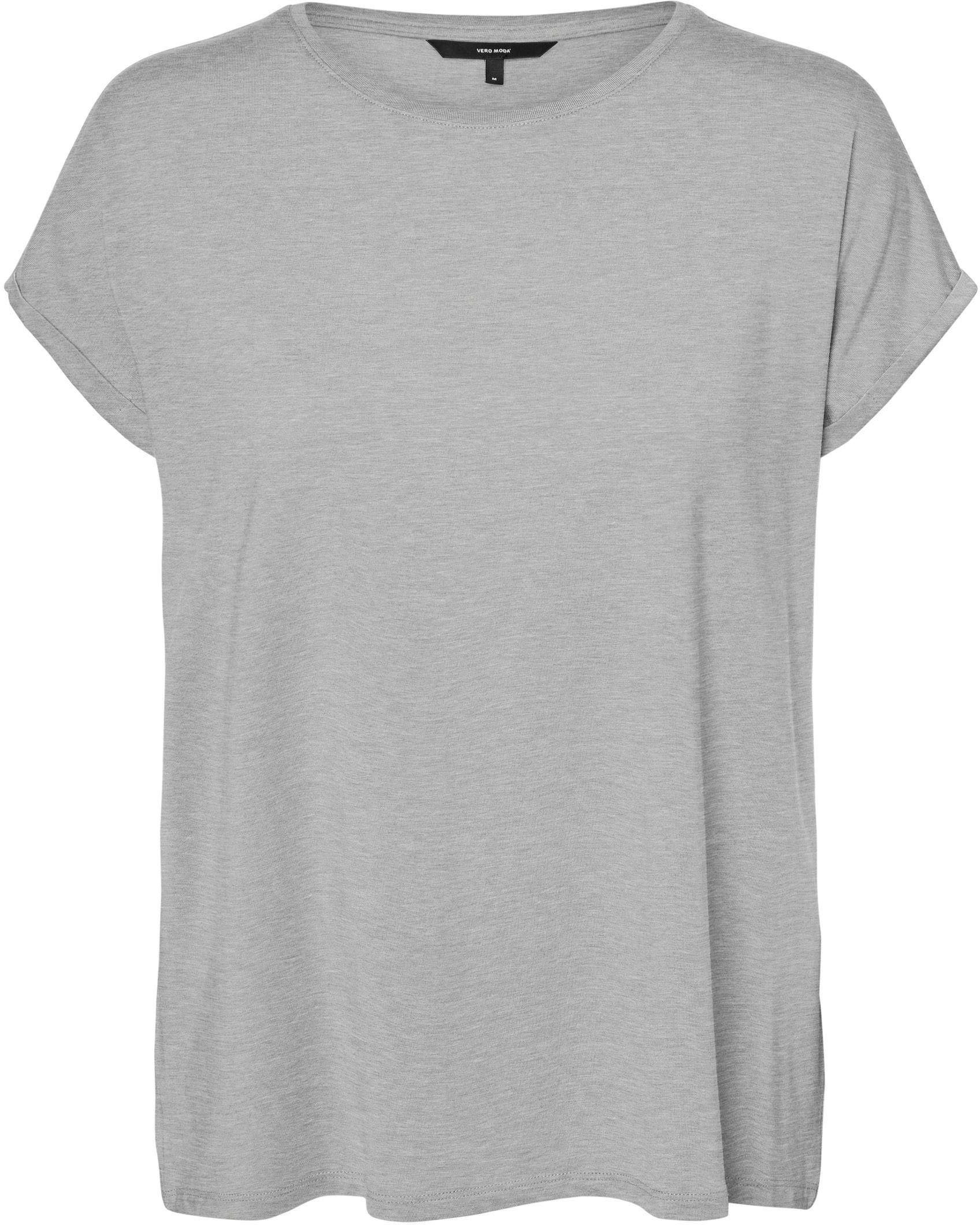 TOP NOOS Grey VMAVA Vero PLAIN Light Rundhalsshirt GAJRS Melange Moda SS