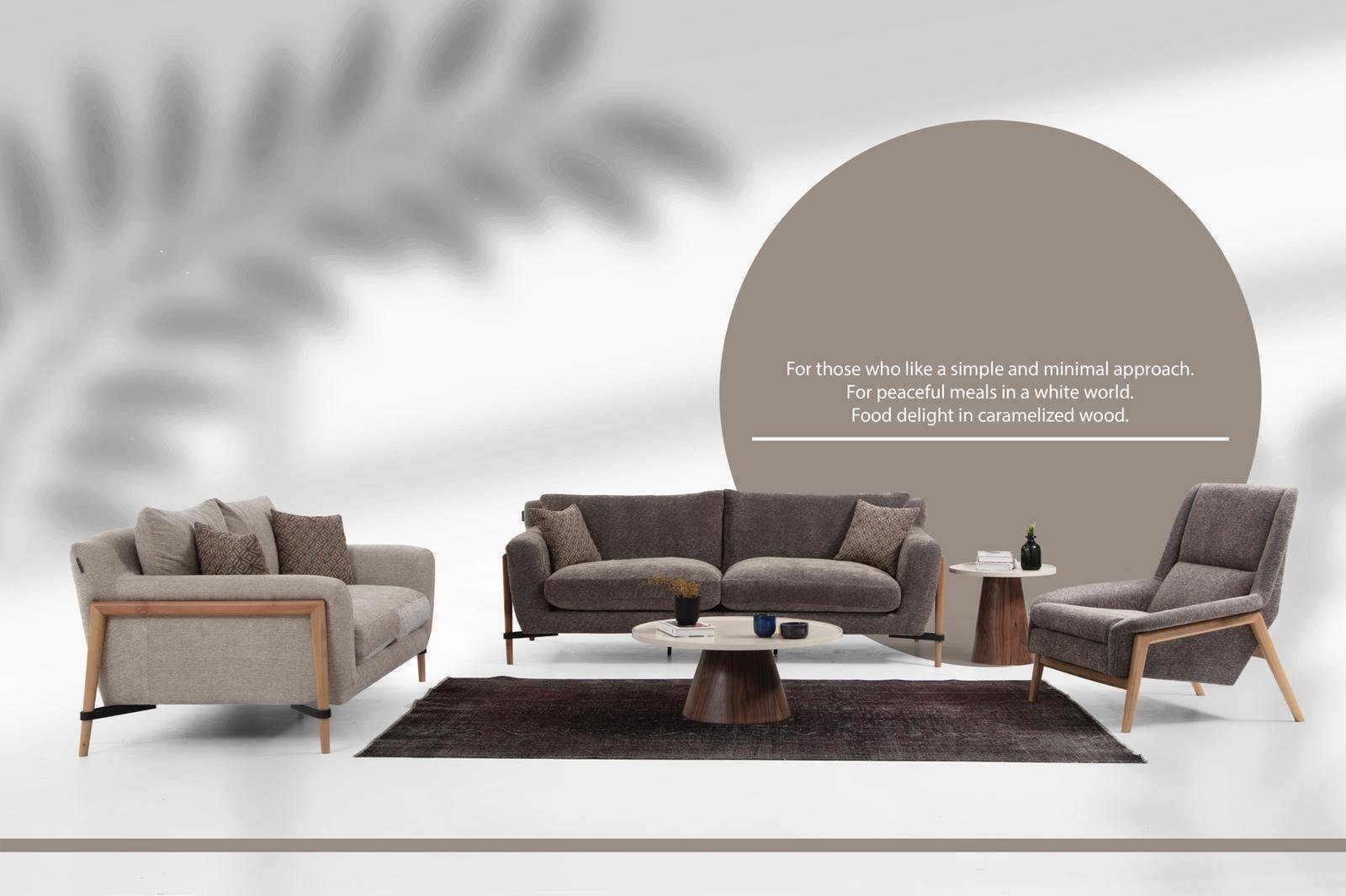 Dreisitzer 3-Sitzer Modern Sitzer Made Grau, 3 Wohnzimmer Sofas 1 Europa Design Sofa in Stoff Teile, JVmoebel