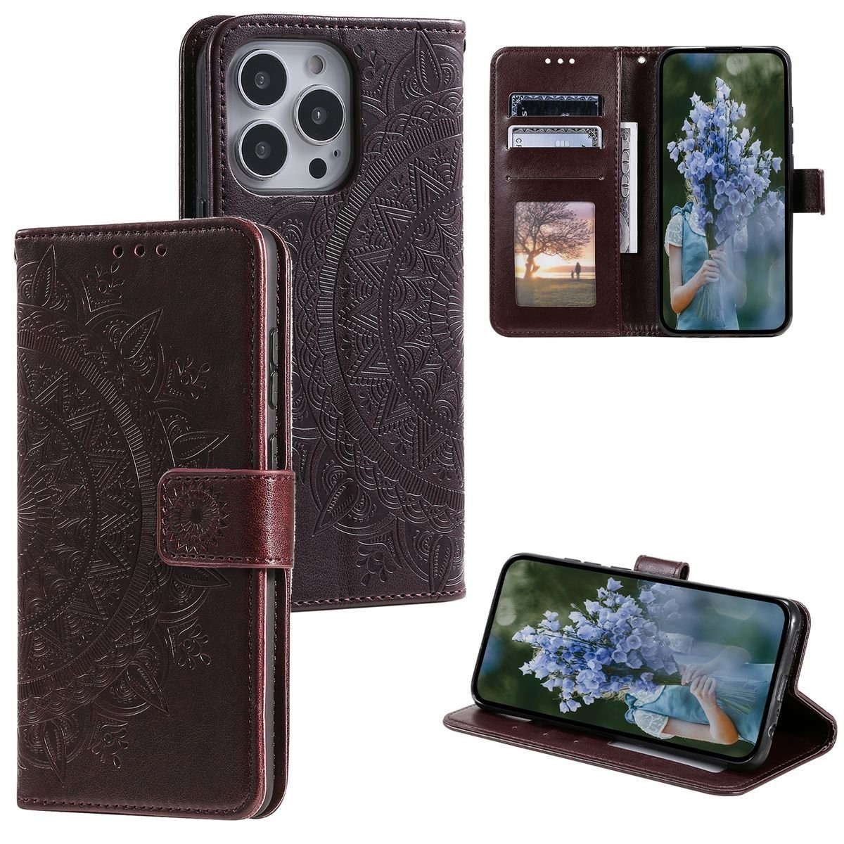 König Design Handyhülle Apple iPhone 15 Pro Max, Schutzhülle Schutztasche Case Cover Etuis Wallet Klapptasche Bookstyle