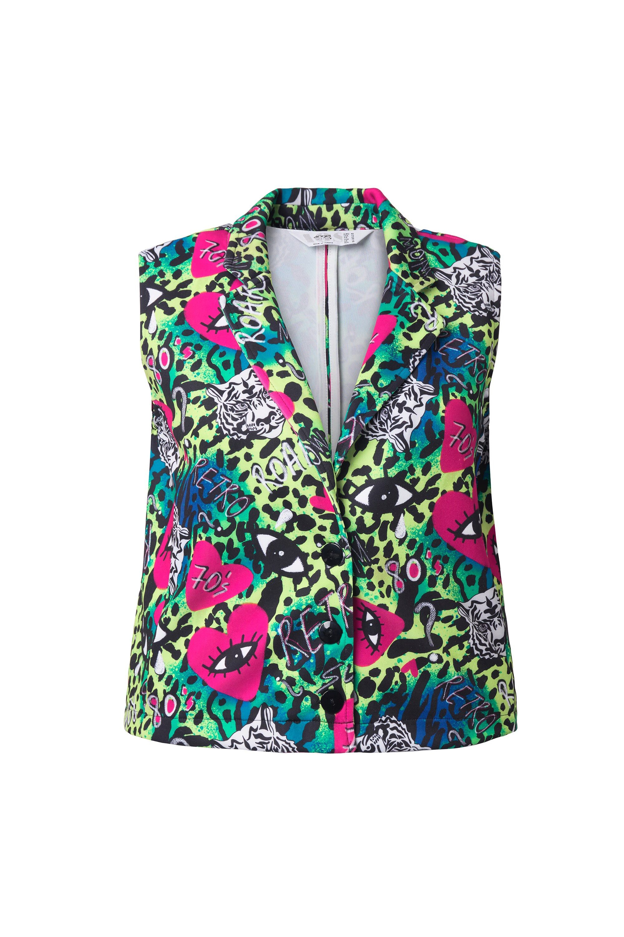 Angel of Style Steppweste Scuba-Weste Basic Fit "Herz-Augen"-Muster