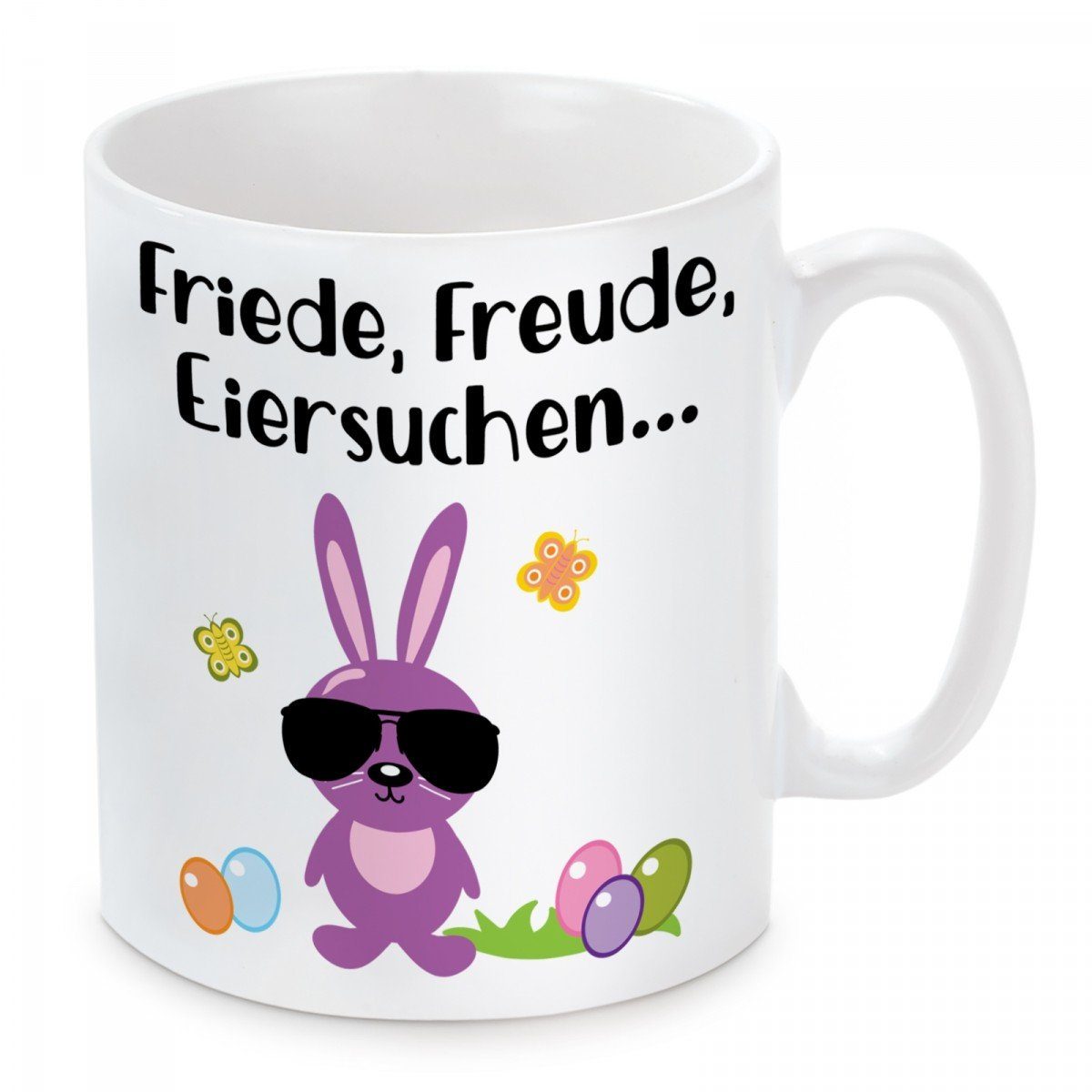 Herzbotschaft Tasse Friede, Kaffeebecher mit mikrowellengeeignet Motiv und Eiersuchen..., Freude, spülmaschinenfest Kaffeetasse Keramik