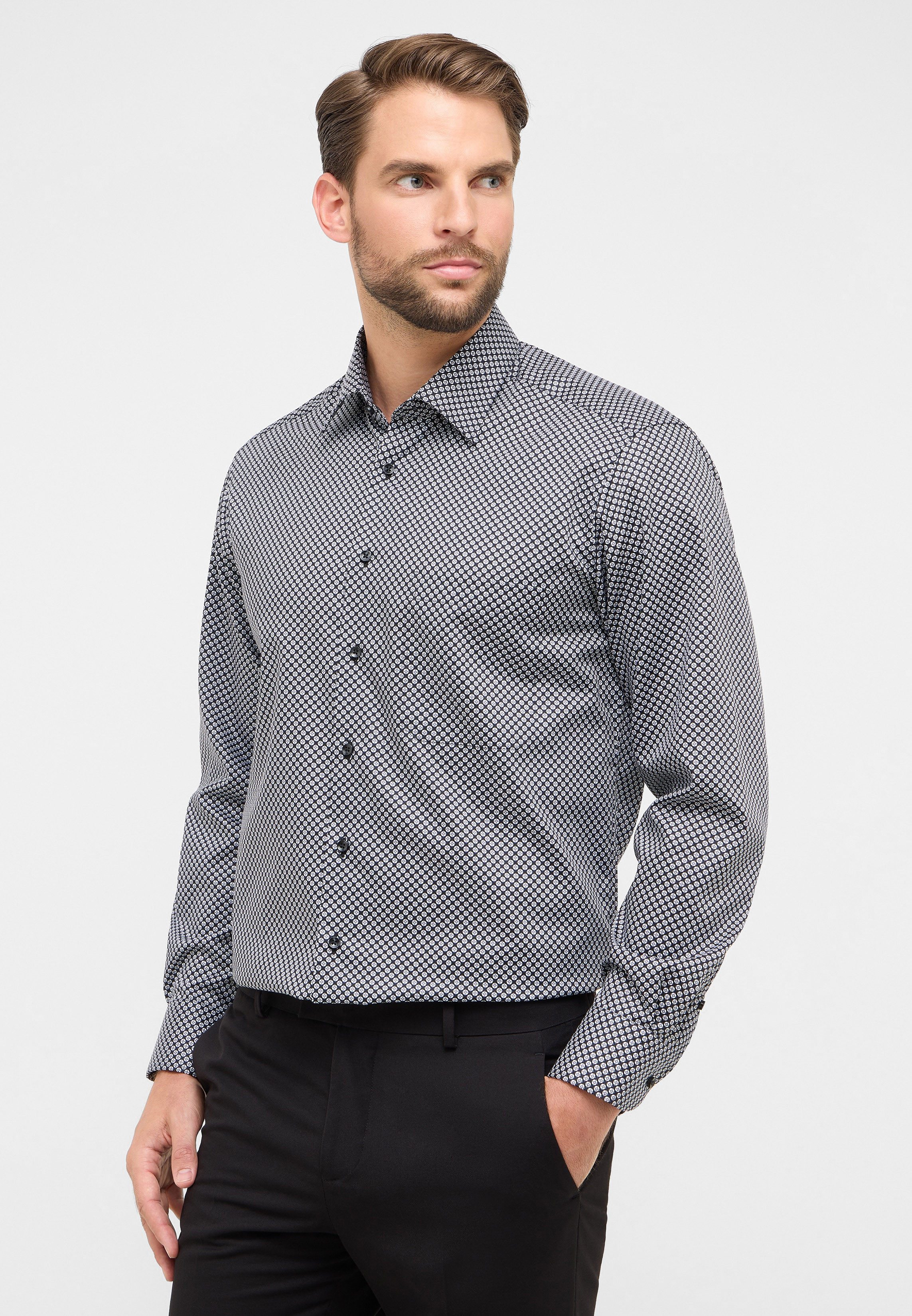 Eterna Businesshemd ETERNA COMFORT FIT Langarm Hemd anthrazit 1216-38-E181 - Dynamic Cotto