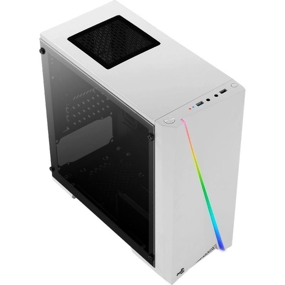 Aerocool PC-Gehäuse Cylon Mini-Tower PC-Gehäuse, (1 St), Gaming-Gehäuse, Weiß, mit Acryl Seitenfenster, RGB-LED-Frontbeleuchtung