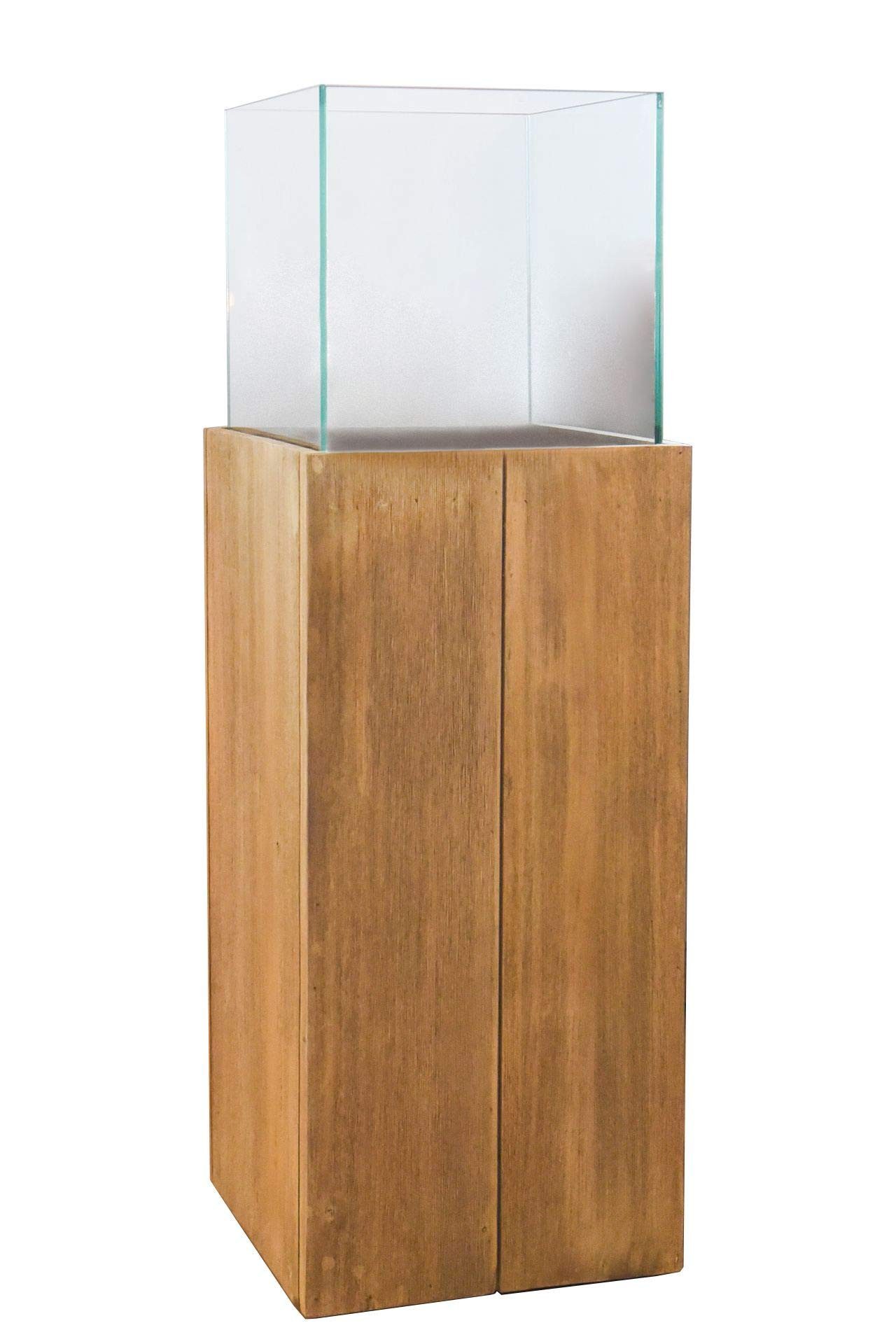 VIVANNO Bodenwindlicht Windlichtsäule Kerzenhalter Windlicht CANDELA - Holz Braun - 27x27x80