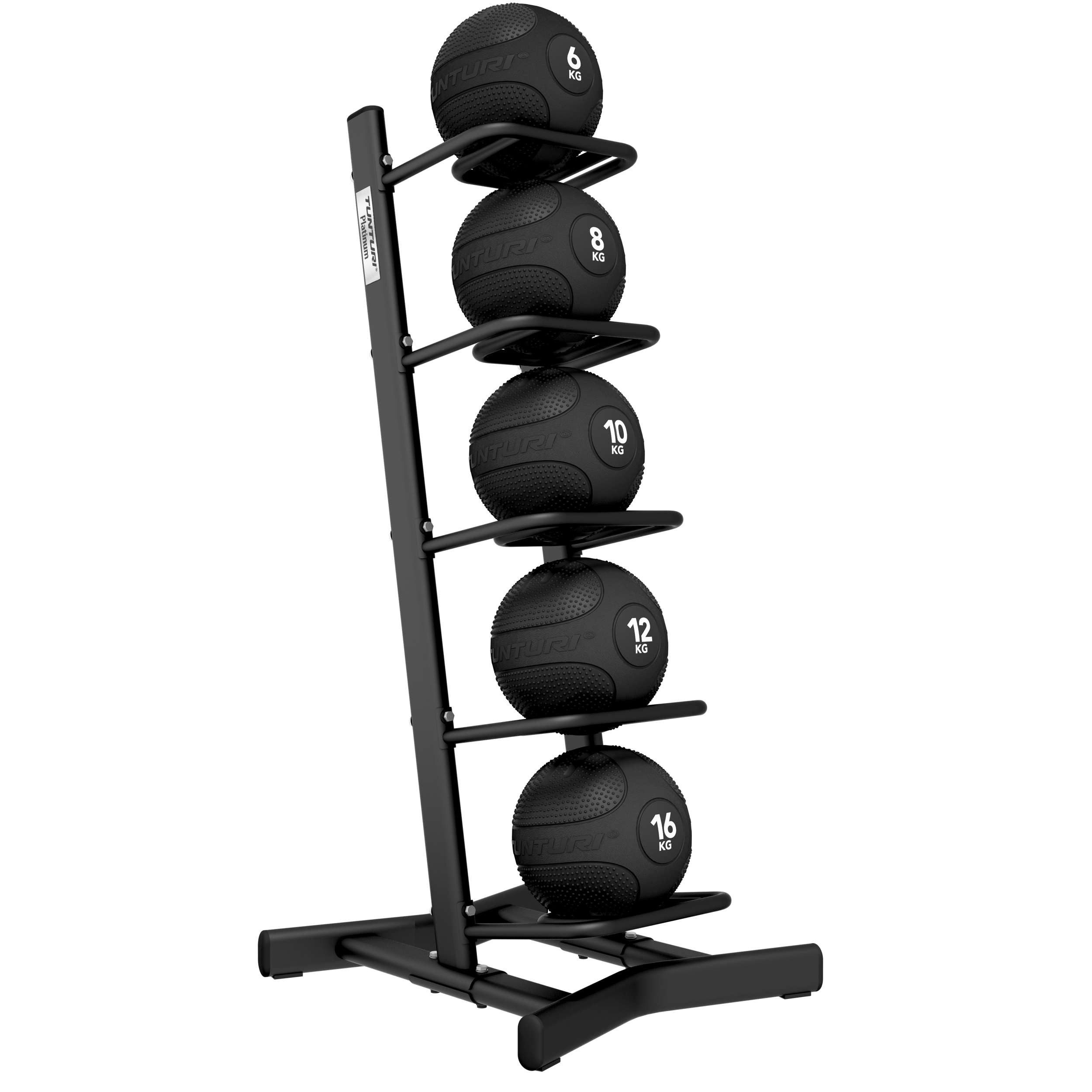 Tunturi Medizinball Platinum Slam Ball Set 6-16 kg Schwarz inkl. Ablageregal