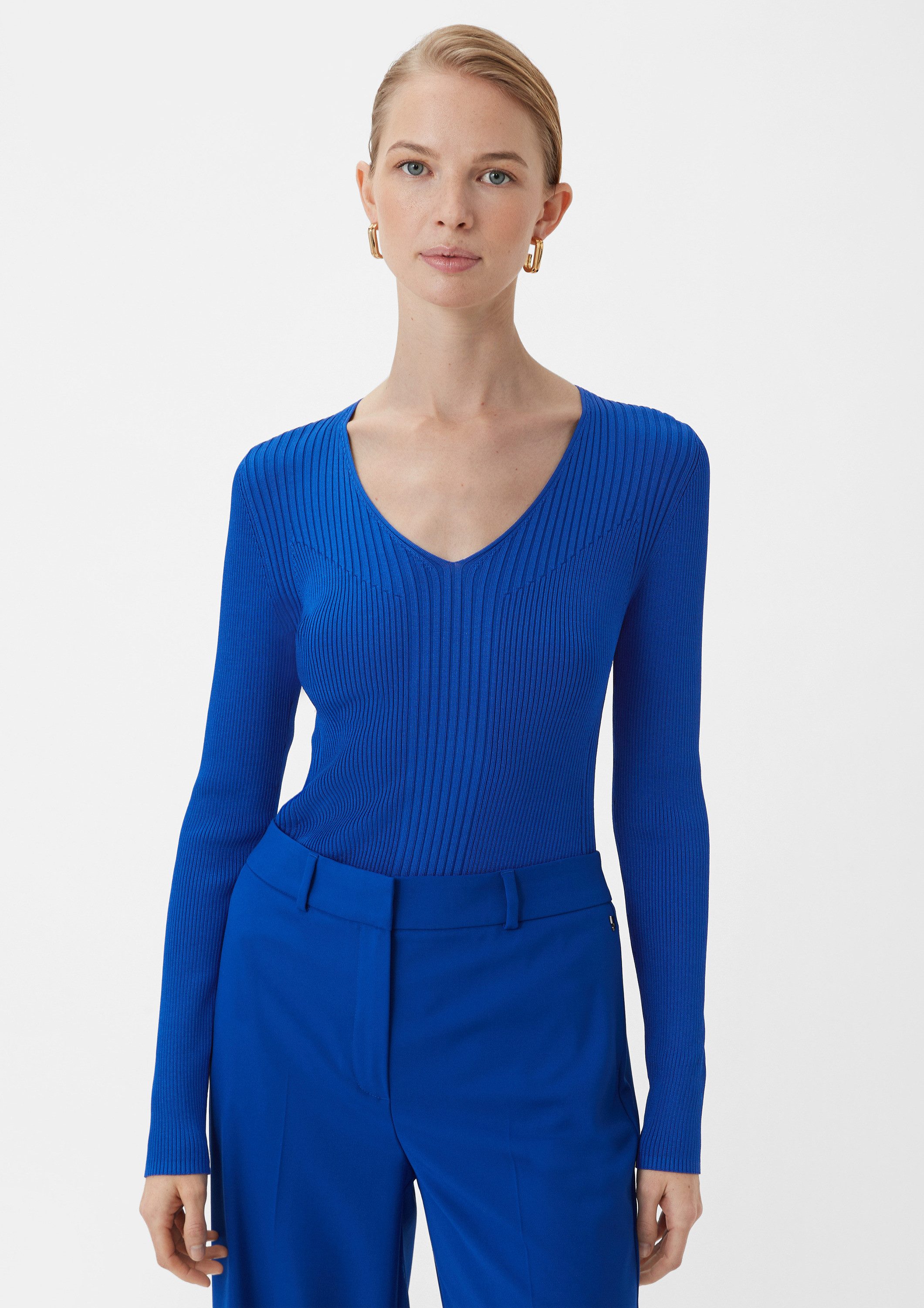 comma Longpullover Strickpullover Strickpullover mit Rippstruktur