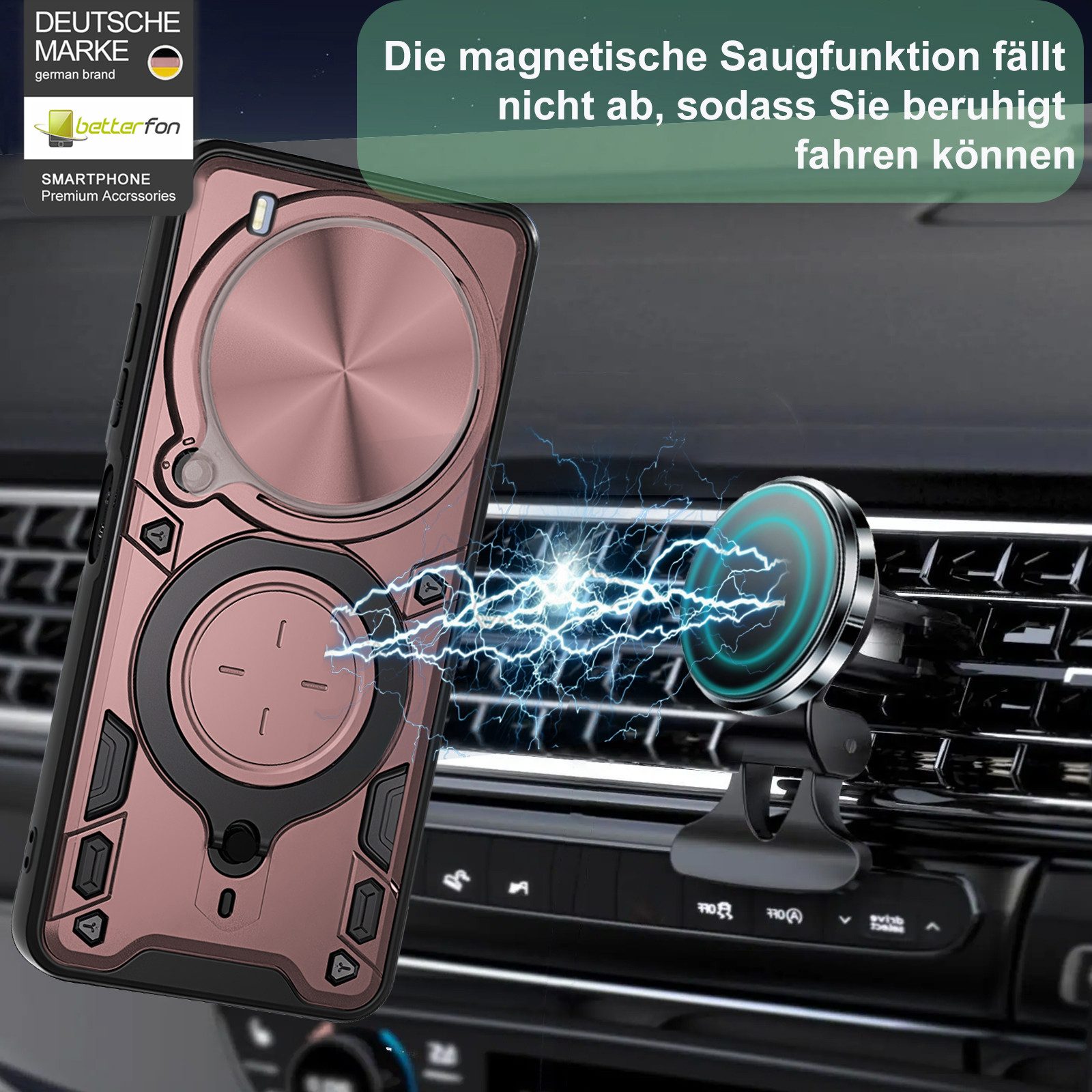 betterfon Handyhülle für ZTE Blade Hülle mit Slide Kameraschutz Ringhalter, Outdoorhülle mit Smartstand, Ringhalter & Silikonkern – Bild 3 von 5