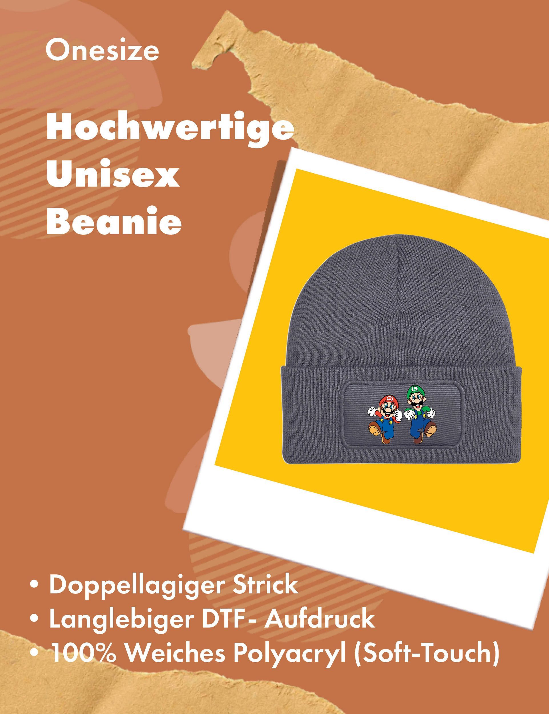 Youth Designz Beanie Mario Lugi Unisex Beanie Mütze Wintermütze Strickmütze mit modischem Gaming Fun Print