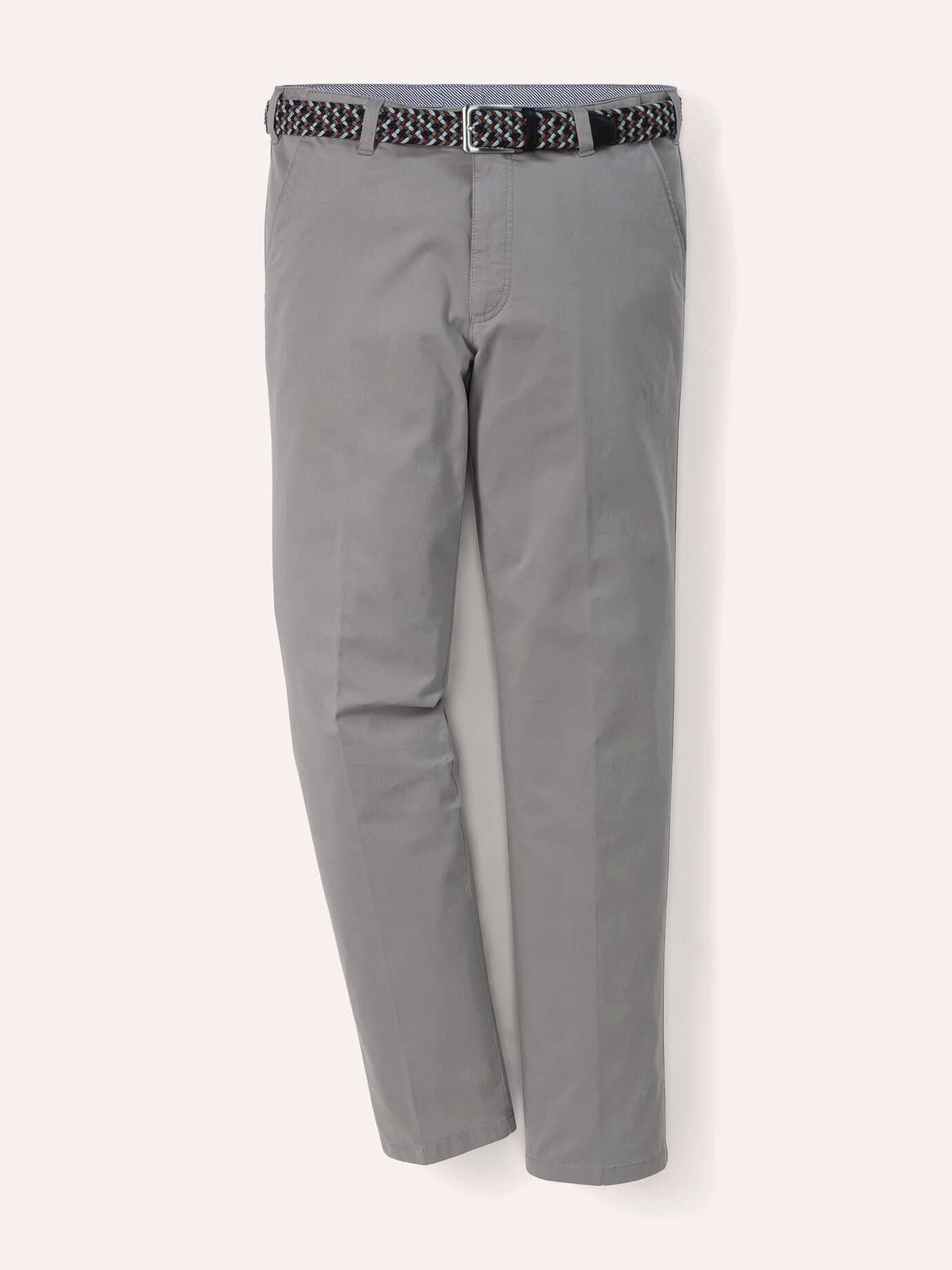 Walbusch Chinohose Herren Extraglatt-Stretchbund-Chino Regular Fit bügelfrei Baumwollhose mit Comfort-Bund (6 cm Dehnreserve), inkl. Flechtgürtel
