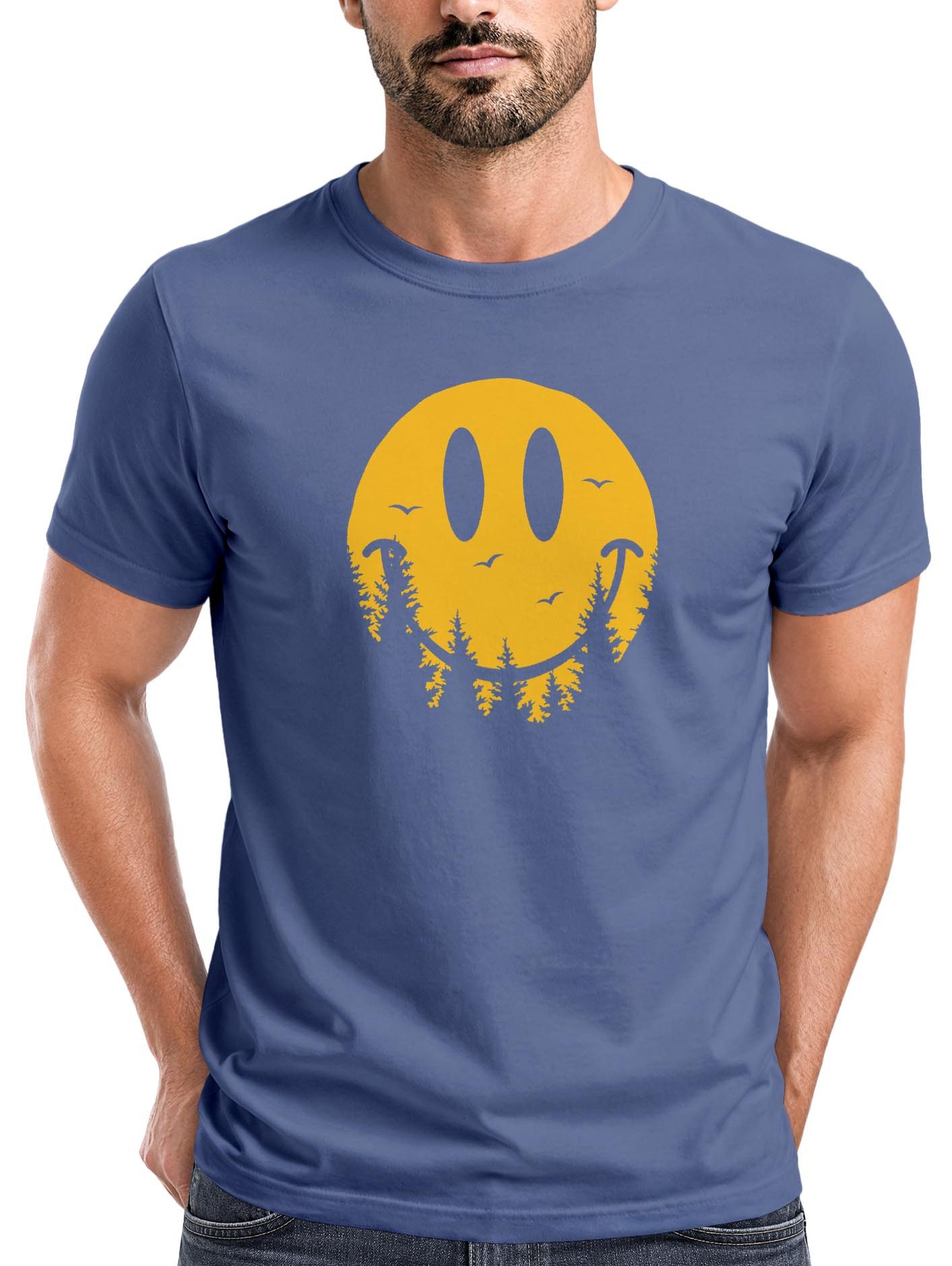 Neverless Print-Shirt Neverless® Herren T-Shirt Sommer Sonne Outdoor Motiv Lustig Smiling mit Print