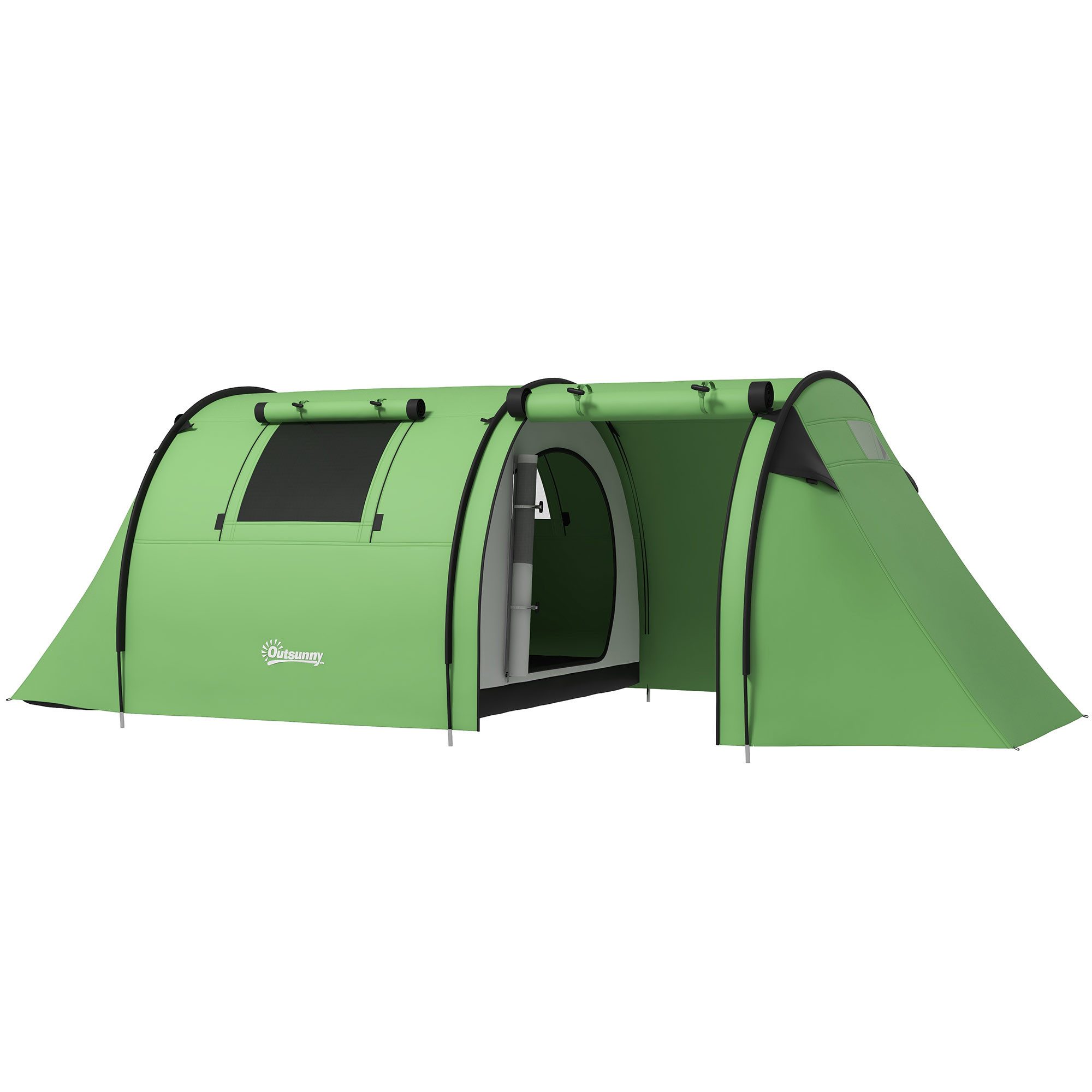 kowdom Tunnelzelt 4-Personen Tunnelzelt, 2 Räume, 3000 mm wasserdicht, mit Zubehör, Personen: 4 (Campingzelt, Komplettzelt für 4 Personen), Tunnelzelt, 4 Personen, 3000 mm Wassersäule, 2 Räume, mit Zubehör
