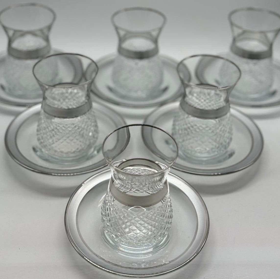 Lyros Teeglas & Untersetzer, Handverarbeitet, Türkische Teegläser, Cay Bardagi