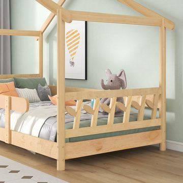 Flieks Hausbett Dream high, Schönes Kinderbett mit Rausfallschutz 200x90cm