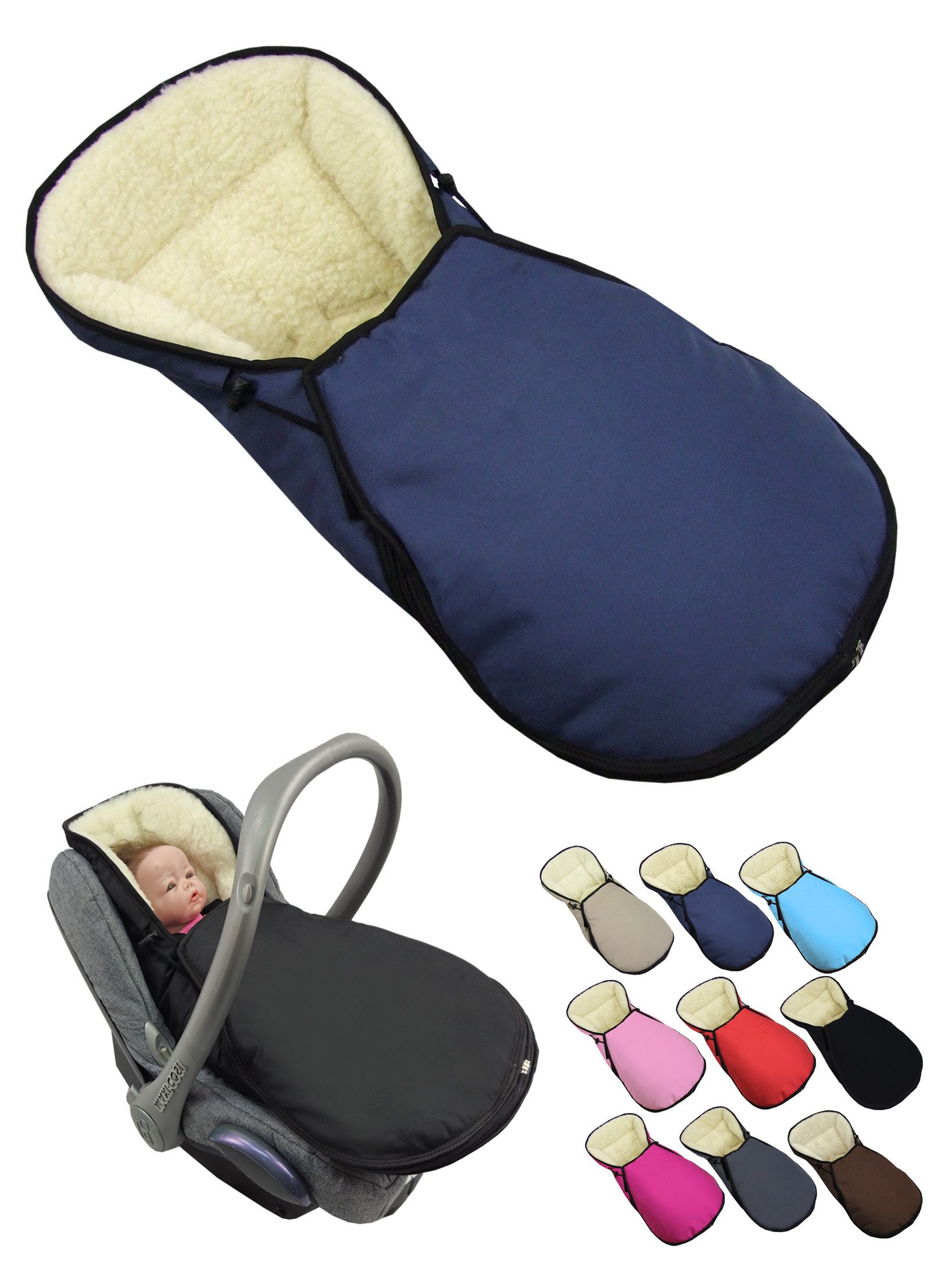 Fußsack Winterfußsack für Babyschale kompatibel mit Maxi-Cosi mit Wolle