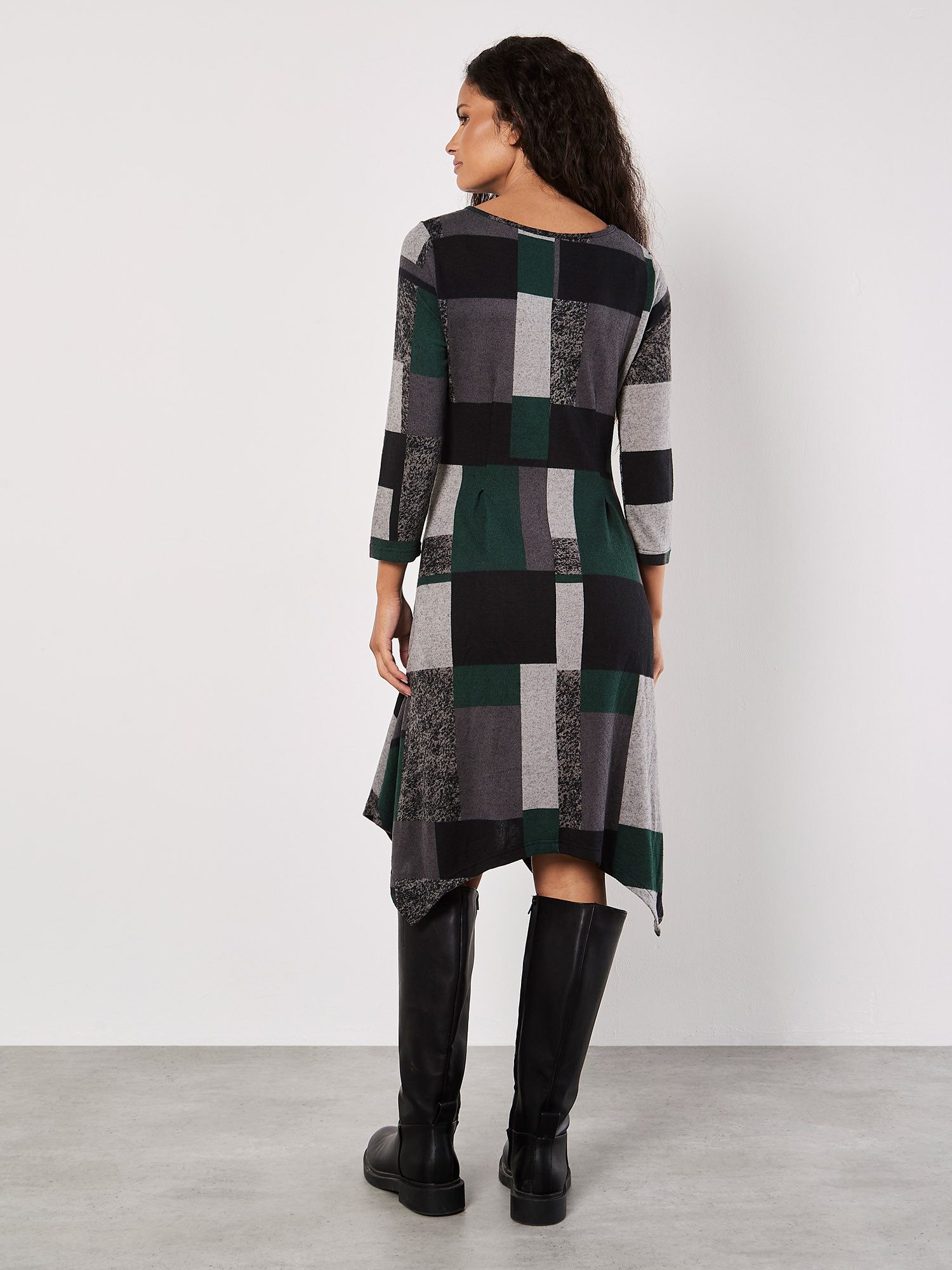 Apricot Strickkleid Farbblock-Midikleid aus Strick im Colourblock