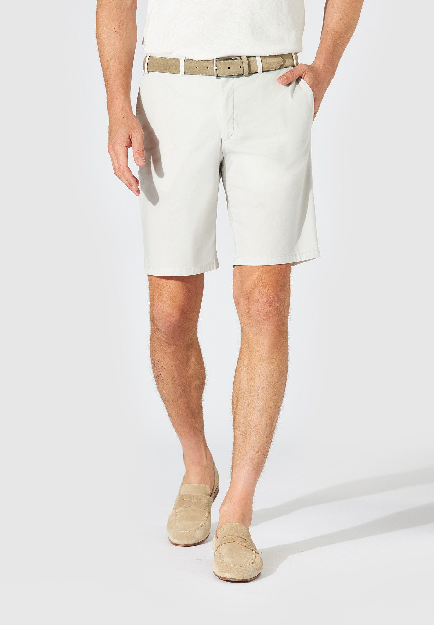 Hiltl Chinoshorts Parmino Bermuda Herren Regular Fit Airweight, hellbeige, 48 leichte Bermuda aus Baumwolle, Sommerhose für Freizeit und Urlaub