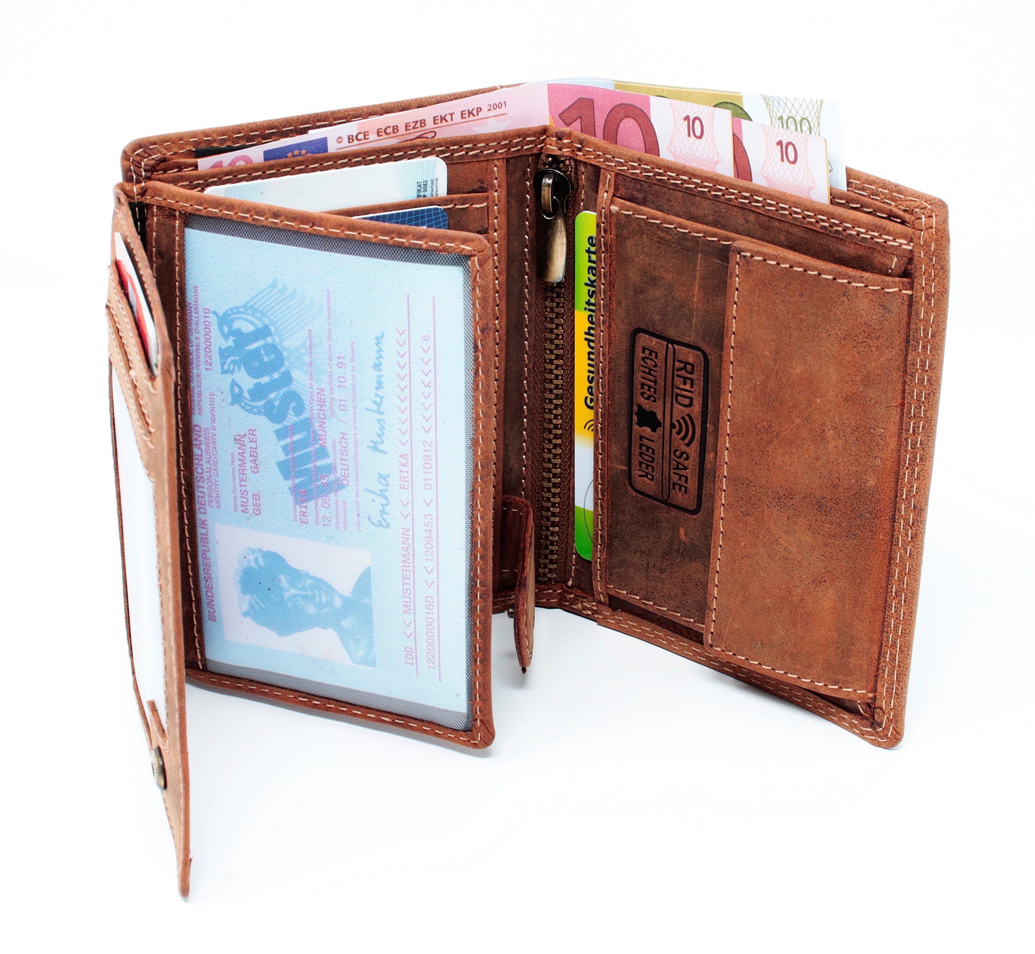 Brieftasche Leder Männerbörse Herren SHG Geldbeutel Lederbörse RFID Münzfach mit Börse, Geldbörse Geldbörse Schutz Portemonnaie