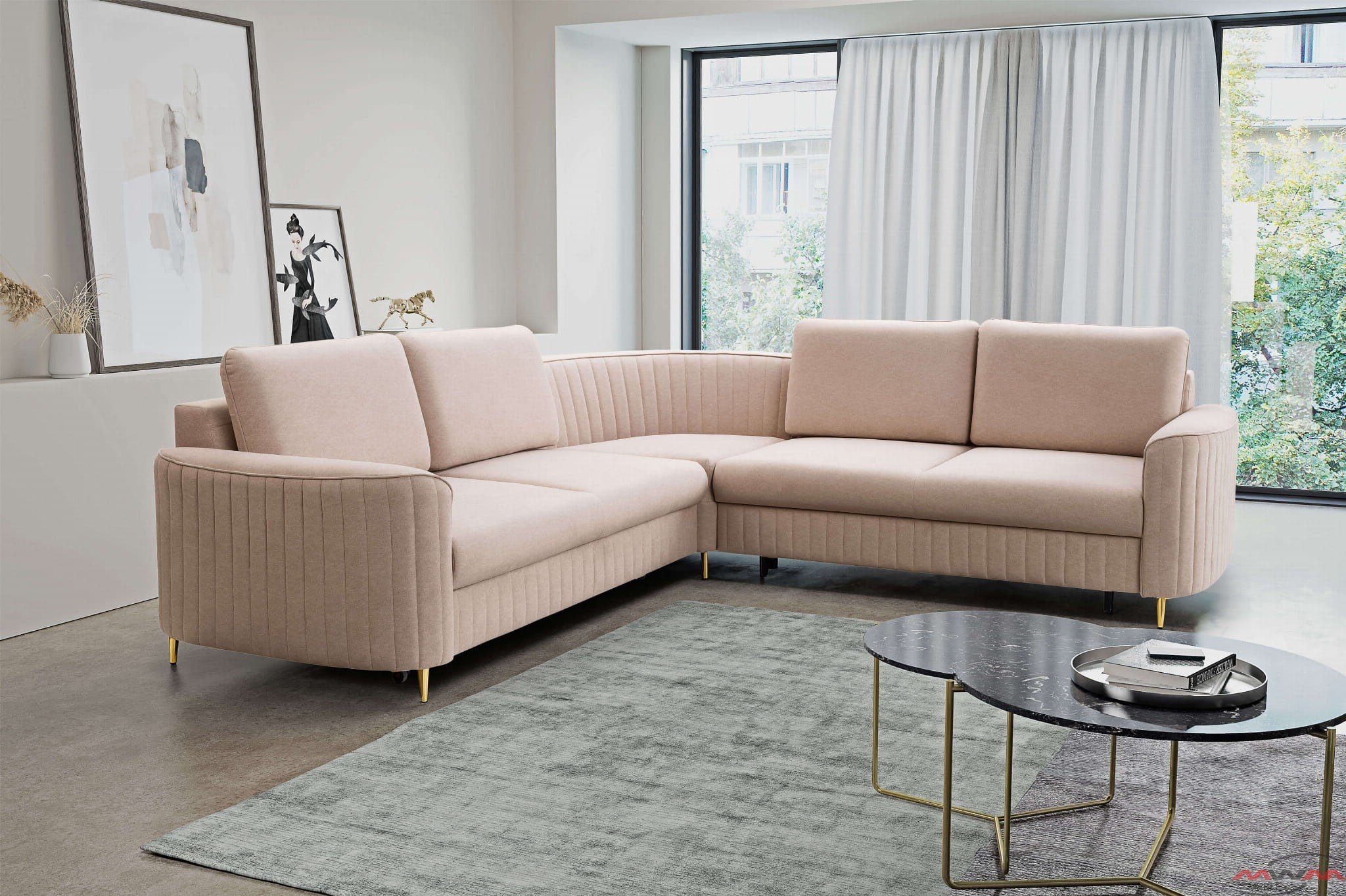MOEBLO Ecksofa Leman, goldenen Beinen, mit günstig online kaufen