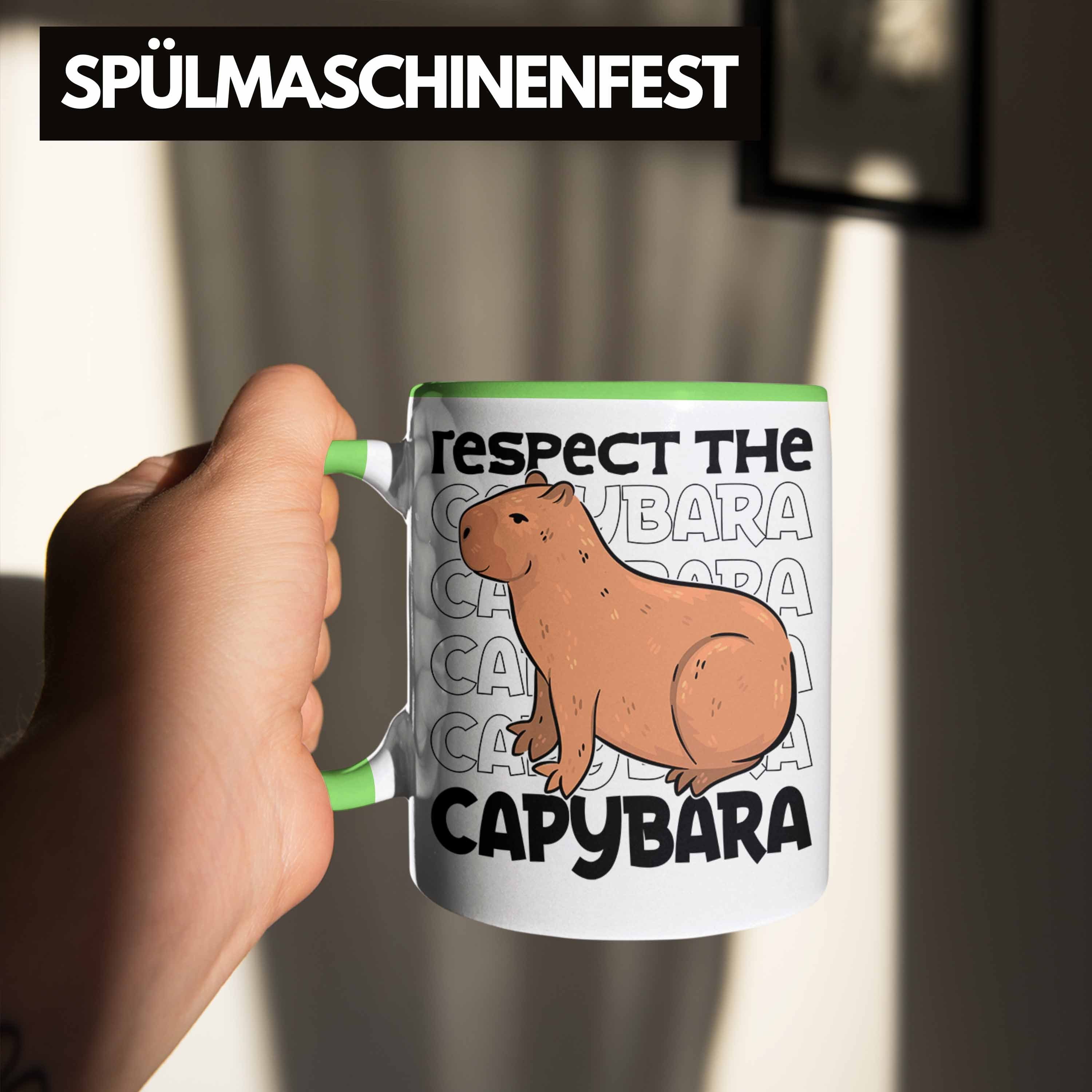 Capybara The Respect Geschenk Kaffeetasse für Tier Capy Trendation Capybara Tasse Tasse Grün