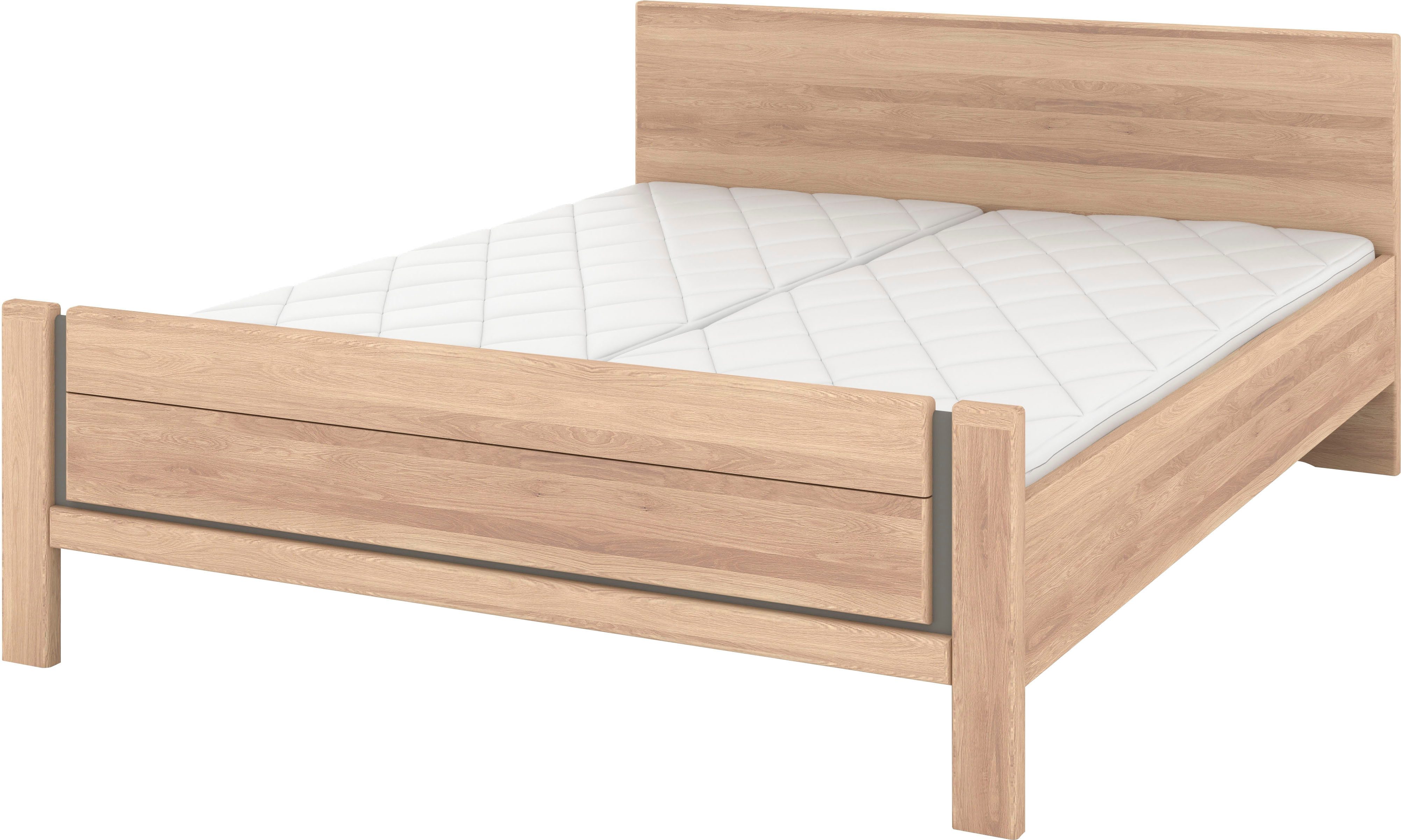 Musterring Holzbett Sorrent, Bettgestell, Bettrahmen, teilmassiv Eiche (MADE IN GERMANY), Eiche teilmassiv, Liegehöhenverstellung, Stollenfußteil
