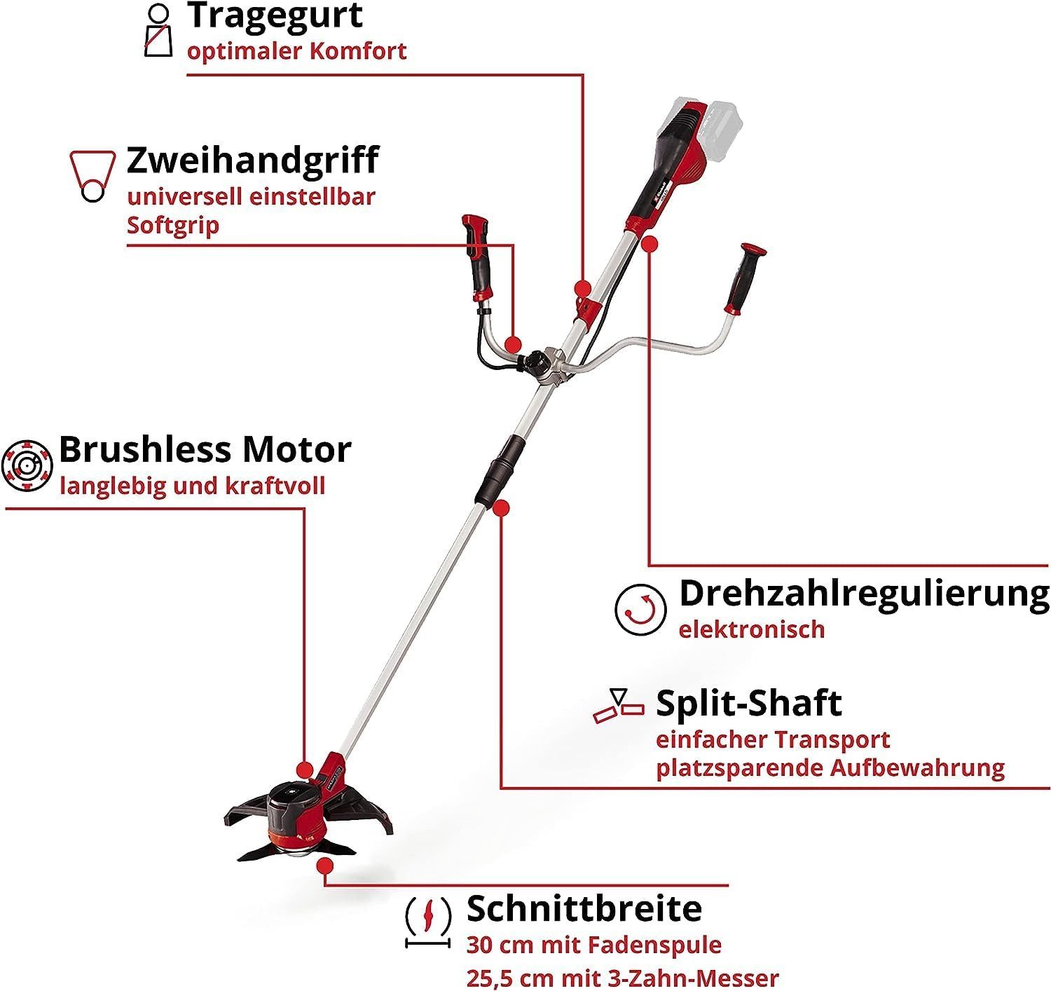 Einhell Akku-Motorsense Sense Agillo 36/255 BL 36V 2 x 18V Akku 2 x Ladegerät Brushless Motor
