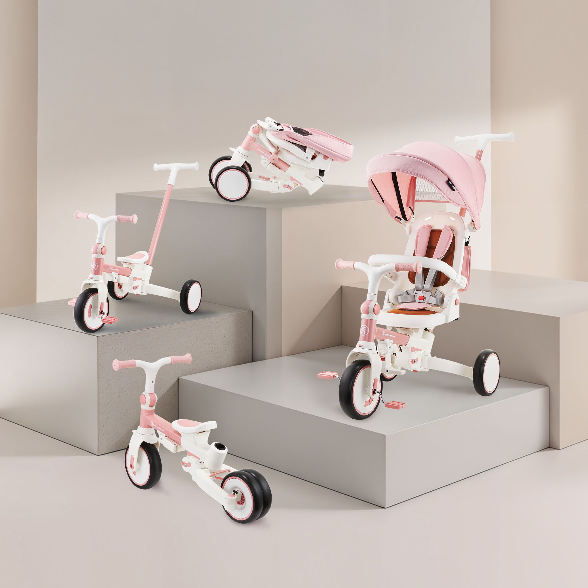 HyperMotion Dreirad Kinderroller mit Schubstange, Verdeck günstig online kaufen