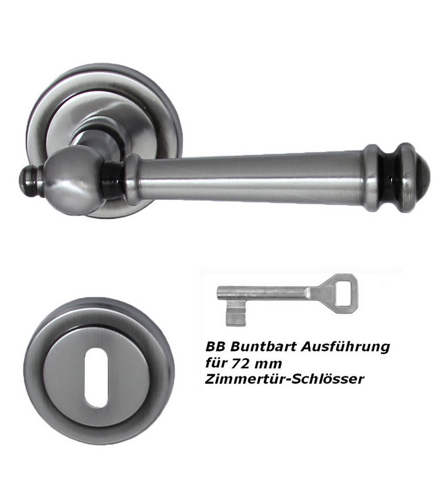 Thumbnail - Drückergarnitur Massiv Messing Türbeschlag Kos R BB Stahlgrau Türdrücker Türklinke, Drücker außen, Rückholfeder zur Schl...