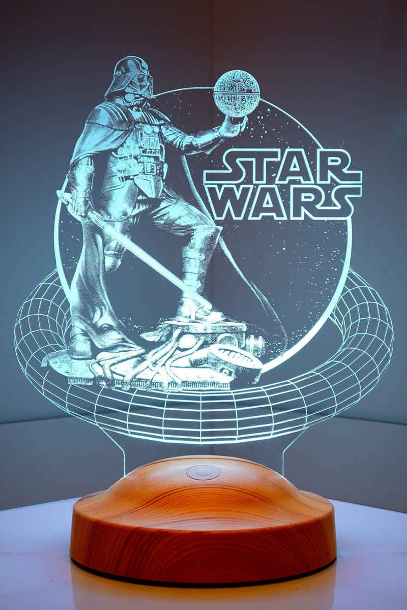 Geschenkelampe LED Nachttischlampe Star Wars Darth Vader 3D Nachtlicht Geschenk für Jungen, Leuchte 7 Farben fest integriert, Star Wars Geschenkartikel, Geburtstagsgeschenk für Freunde, Fanartikel, Star Wars Fans