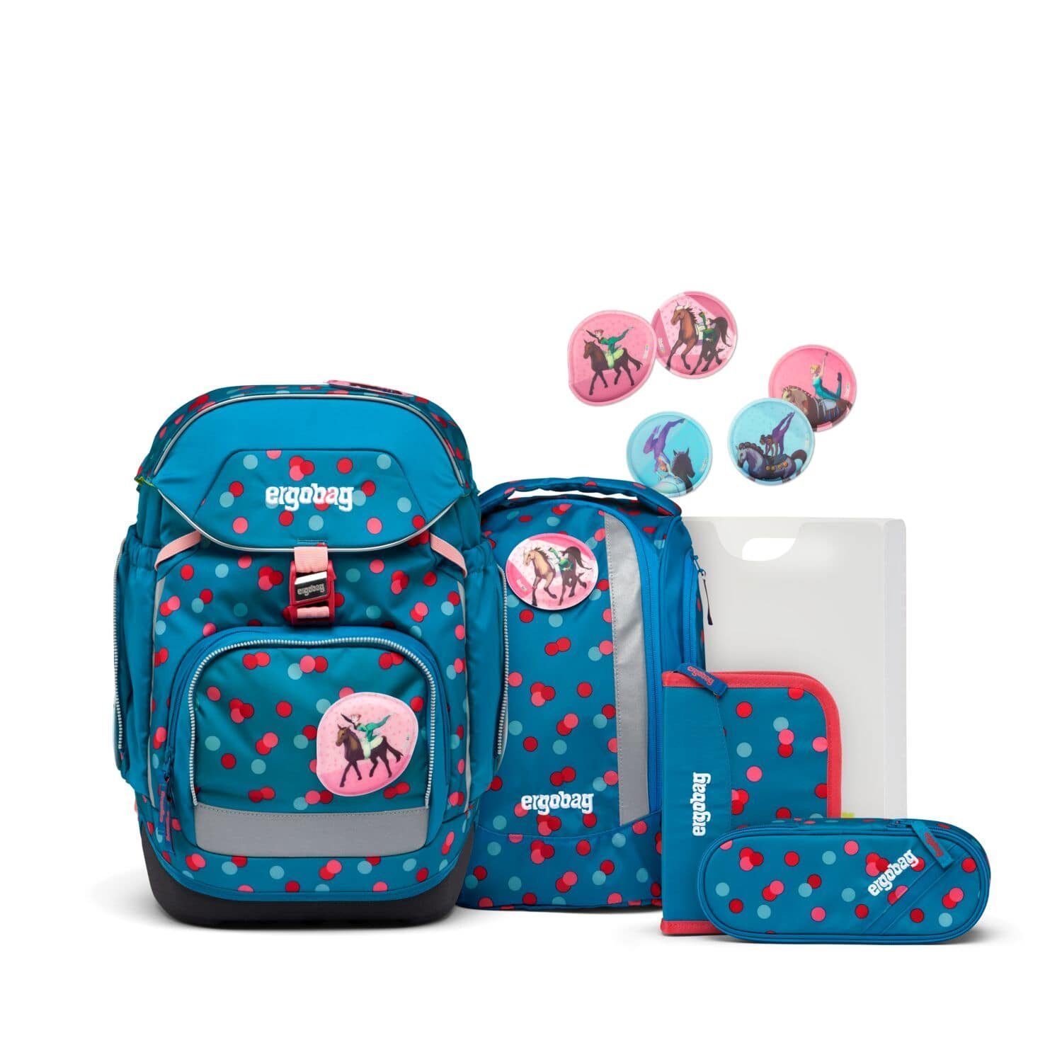 ergobag Schulranzen Schulranzen-Set Pack VoltiBär 6-tlg. (6-teilig), ergonomisch, ab 1. Klasse, reflektiert