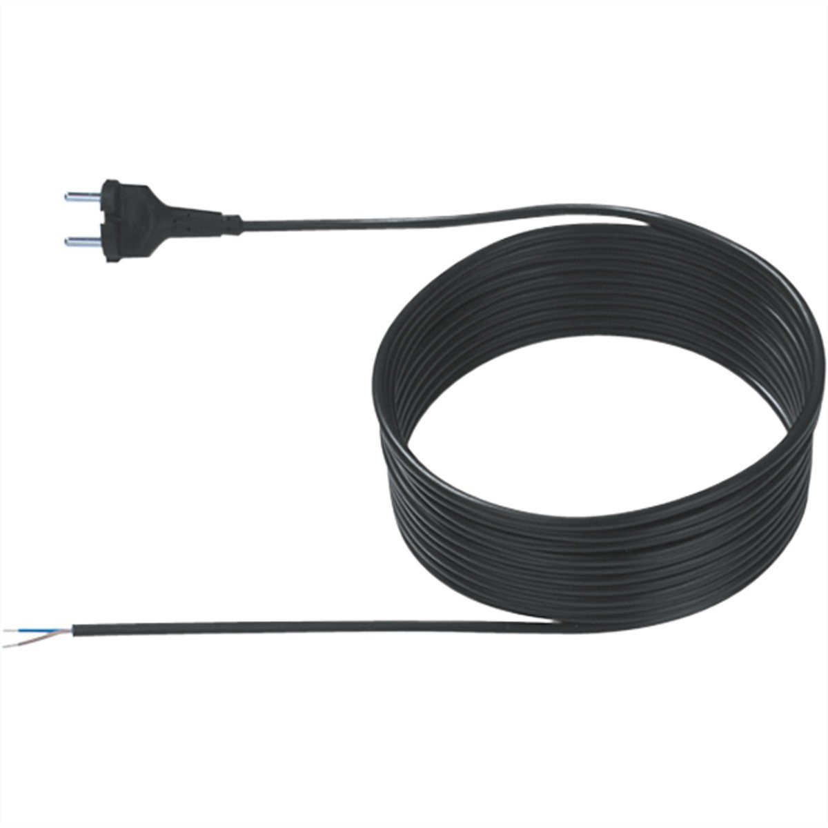 Bachmann Staubsaugerleitung 2x0,75 6,3m Stromadapter Konturenstecker, CEE 7/17, Typ-C Männlich (Stecker) zu offenes Ende, 630.0 cm, H05VV-F Staubsaugerleitung Kont.St., 240.187