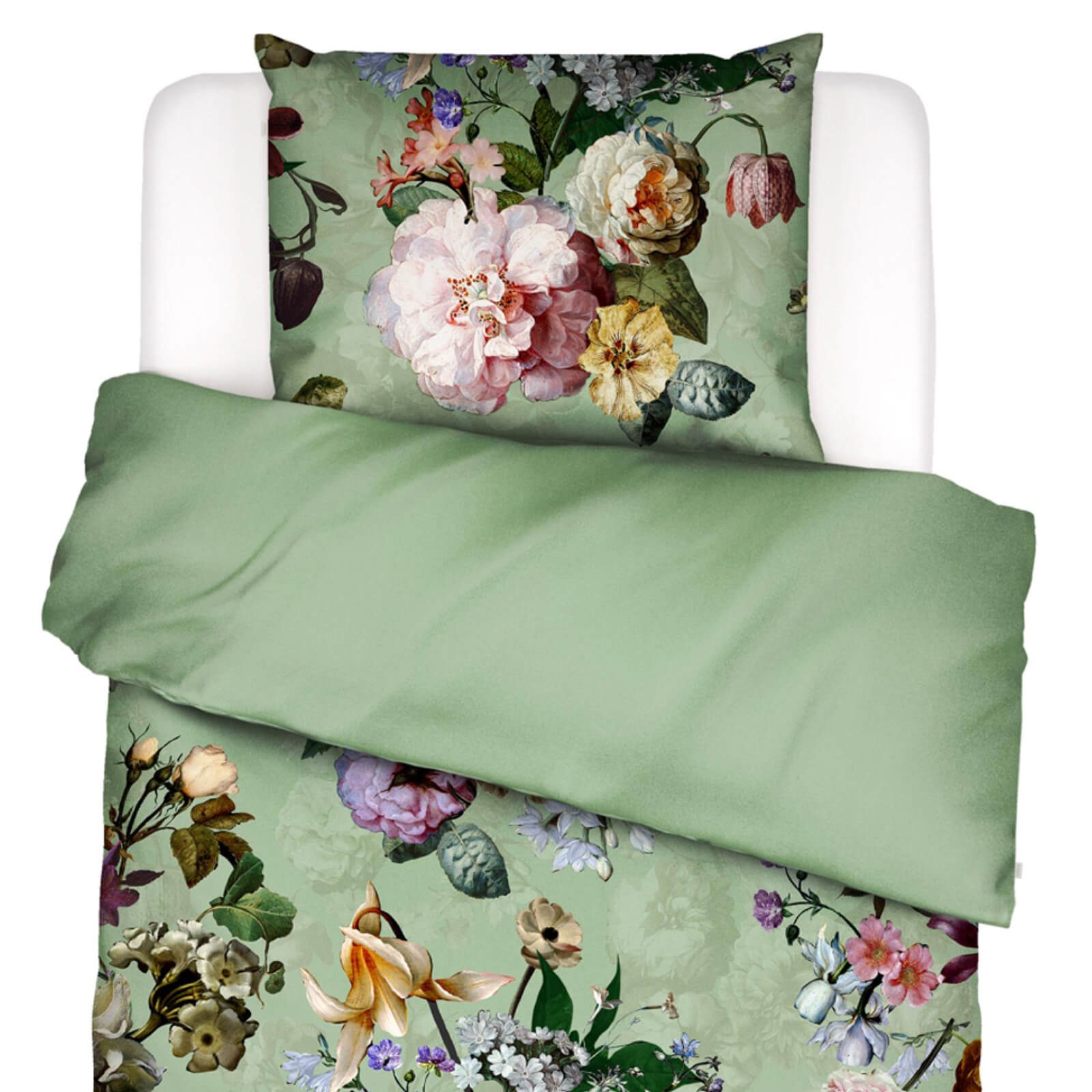 Essenza Bettwäsche Fleur Quiet green Satin, Baumwolle, 2 teilig, Lilien, Da günstig online kaufen