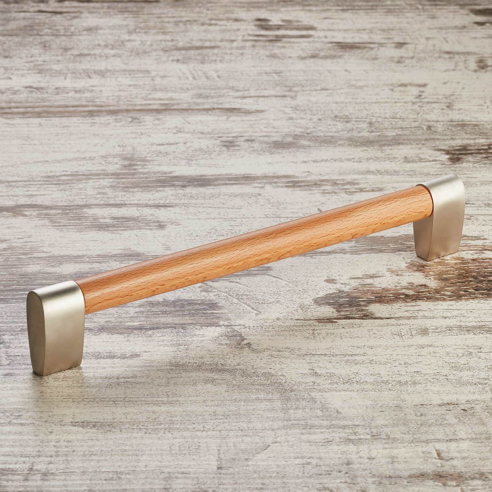 SO-TECH® Möbelgriff Bügelgriff SW151 BA 192 mm, inkl. Schrauben (1-St), Edelstahloptik / Buche natur von SCHÜCO ALU COMPETENCE