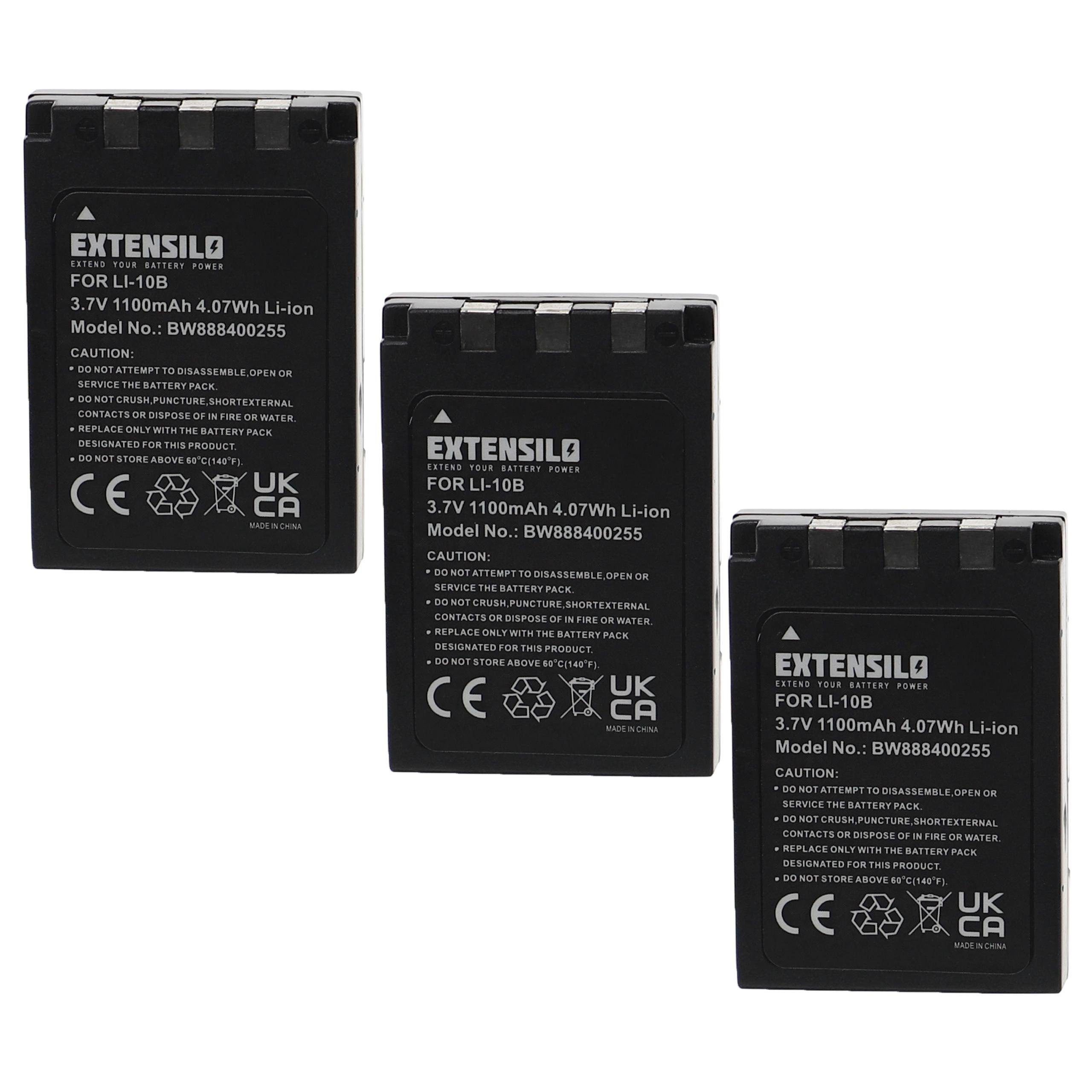 Extensilo Ersatz für Olympus Li-12B, Li-10B für Kamera-Akku Li-Ion 1100 mAh (3,7 V)