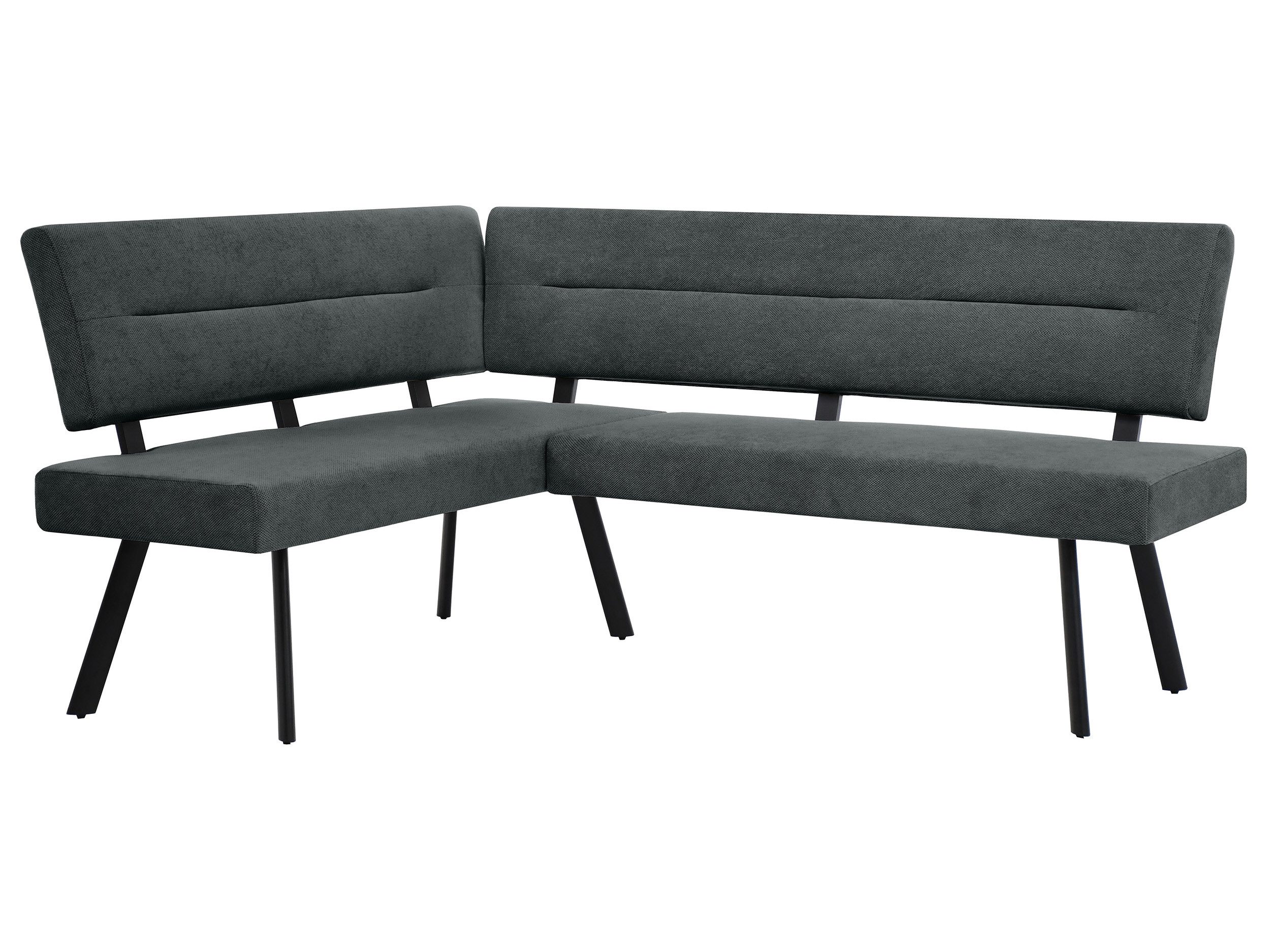 Beautysofa Eckbank ZERRA moderne Küchen-Eckbank und Esszimmerbank mit Stoff Curio (192 × 153 cm, hohe Rückenlehne), schwarzen pulverbeschichteten Metallbeinen