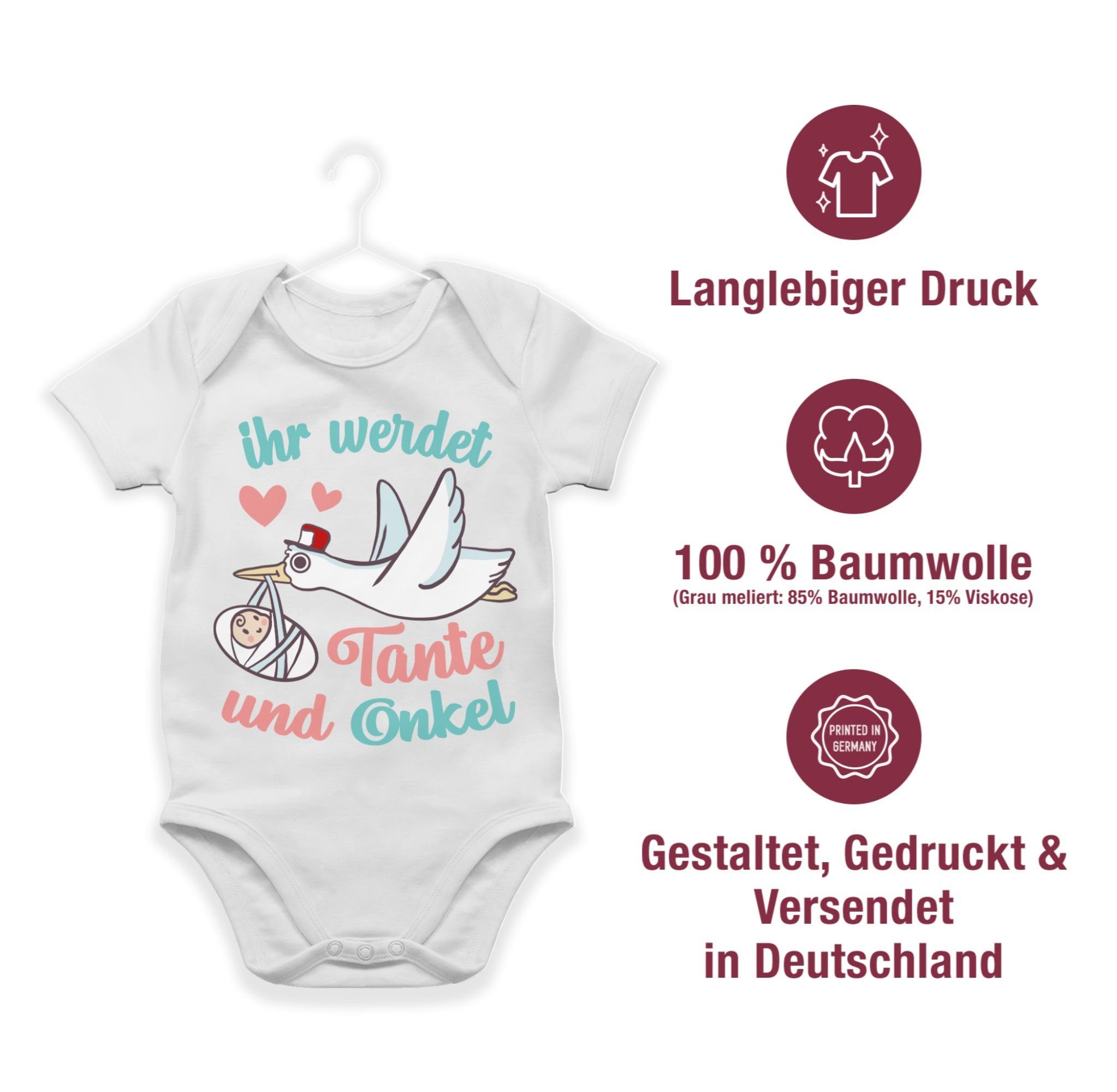 werdet Ihr Shirtbody Announcement Uncle - Onkel und Aunt Zur 1 Baby Weiß Geburt Shirtracer Tante