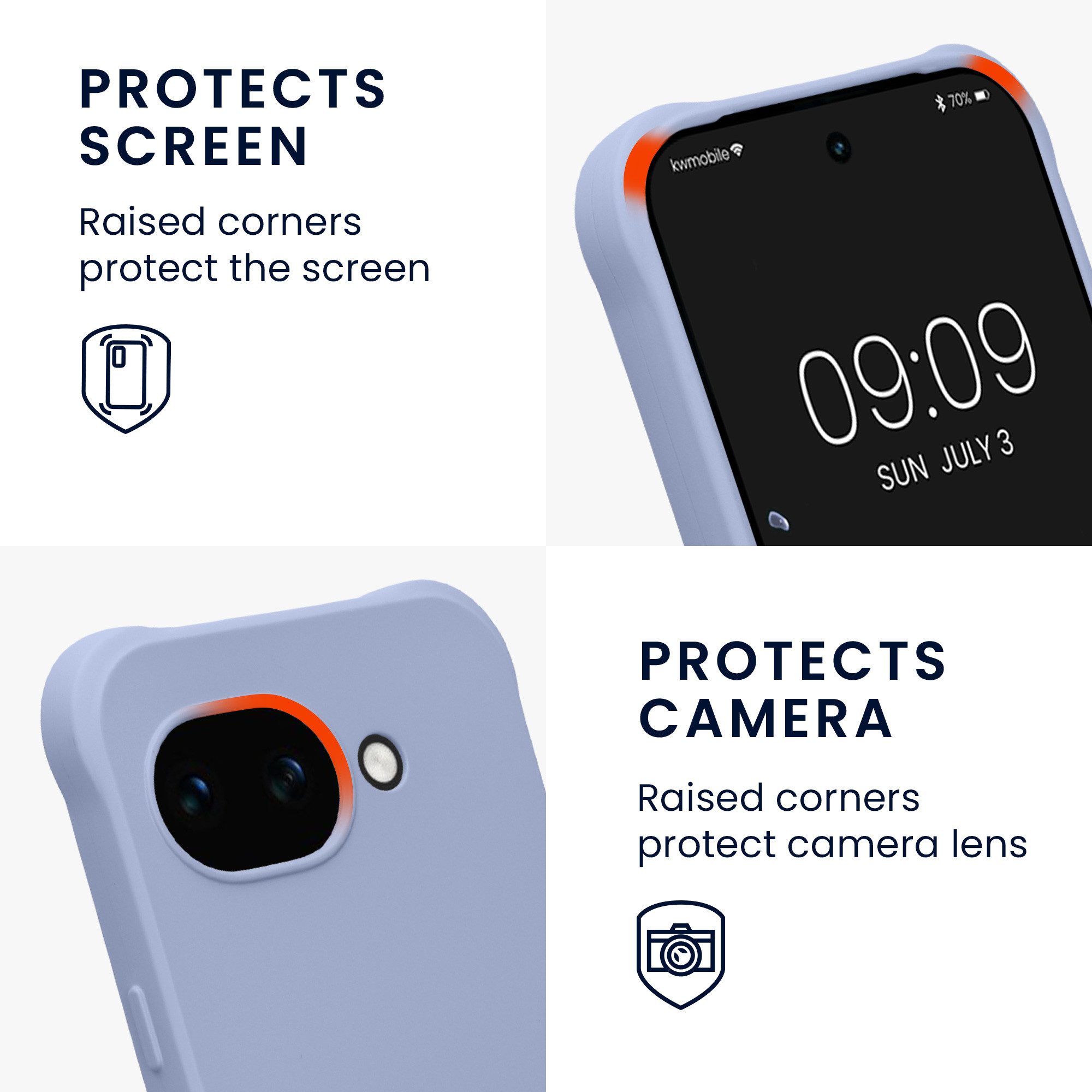 kwmobile Smartphone-Hülle Hülle für Google Pixel 10a, mit Metall Kette zum Umhängen - Silikon Handy Cover Case Schutzhülle – Bild 3 von 5