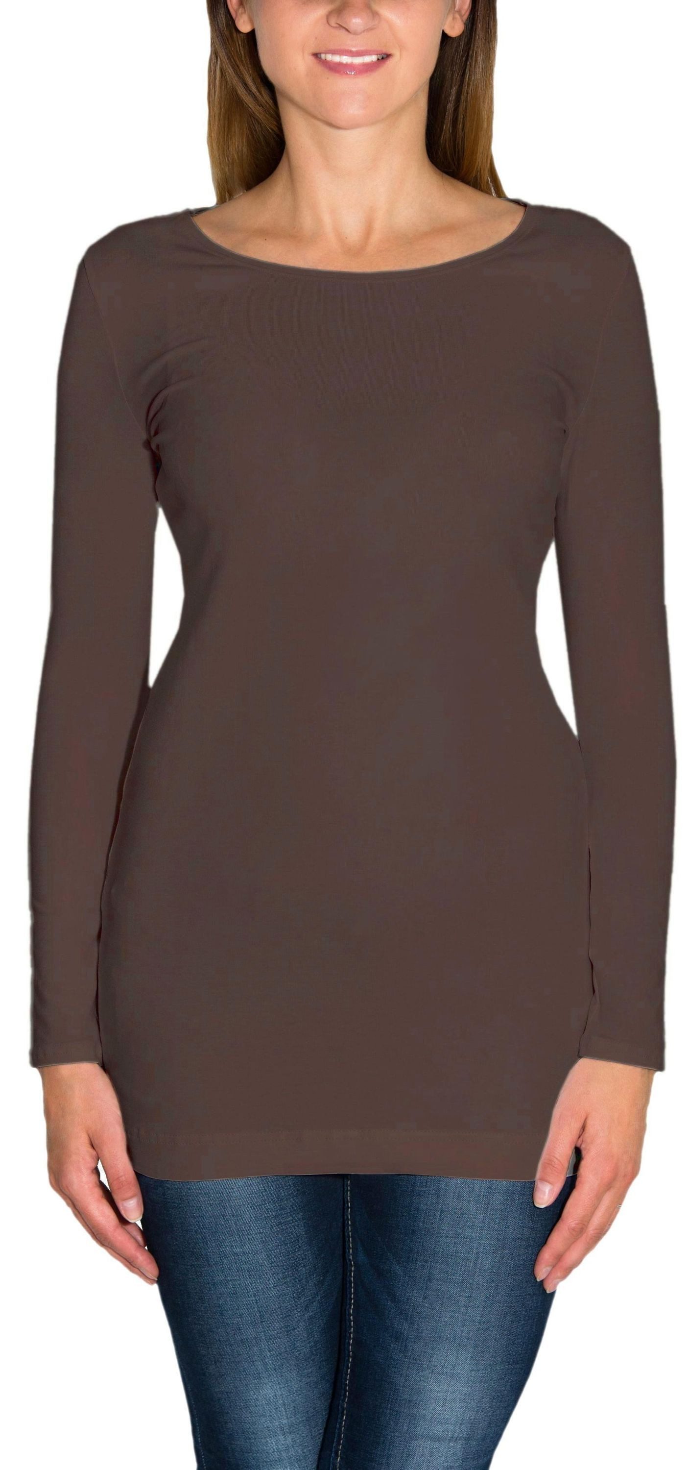 Alkato Langarmshirt Alkato Damen Langarm Longshirt günstig online kaufen