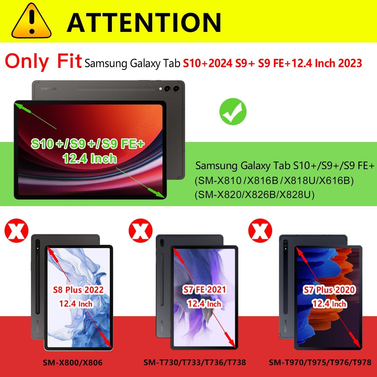 ZtotopCases Tablet-Hülle Case Samsung mit Ständer Stiftfach für Galaxy Tab S10+/S9+/S9 FE+ 12.4 Zoll, Mit S Pen Halter, Fronttasche und magnetischer Aufstellfunktion