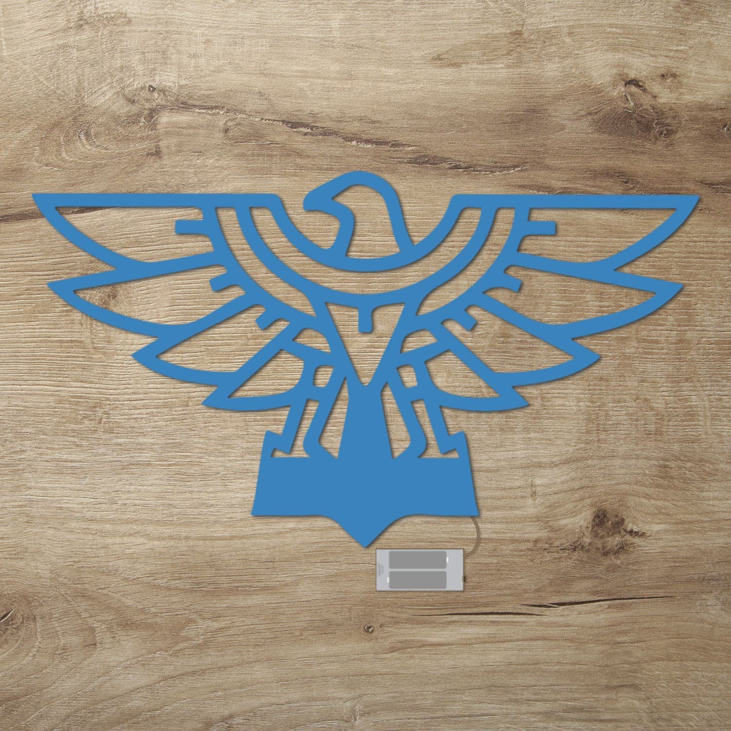 Namofactur LED Dekolicht Adler Vogel Holz Wand Deko, LED fest integriert, Warmweiß Hellblau