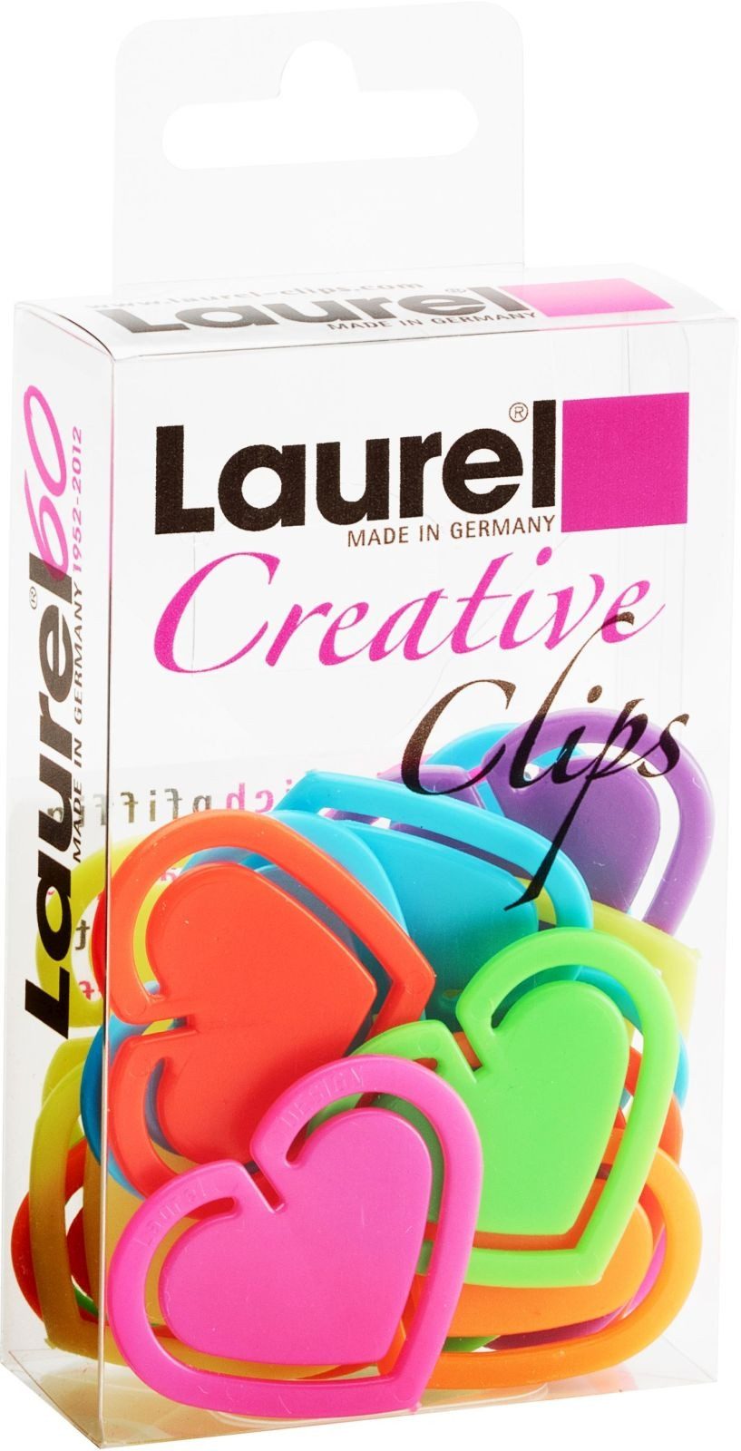 Büroklammer Büroklammern Herzklip 30mm VE=12 Stück Leuchtfarben sortiert