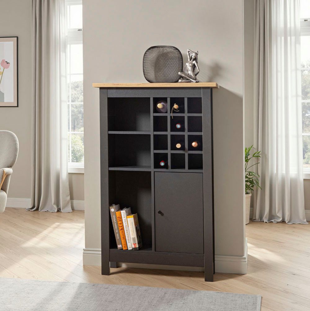 Inter Link Highboard Carbona, mit 12 Flaschenfächern & Stauraum, Hochschrank, modern (1 St), Hochkommode, Weinschrank, Weinregal, BxTxH: ca. 76,8 x 33 x 124,4 cm